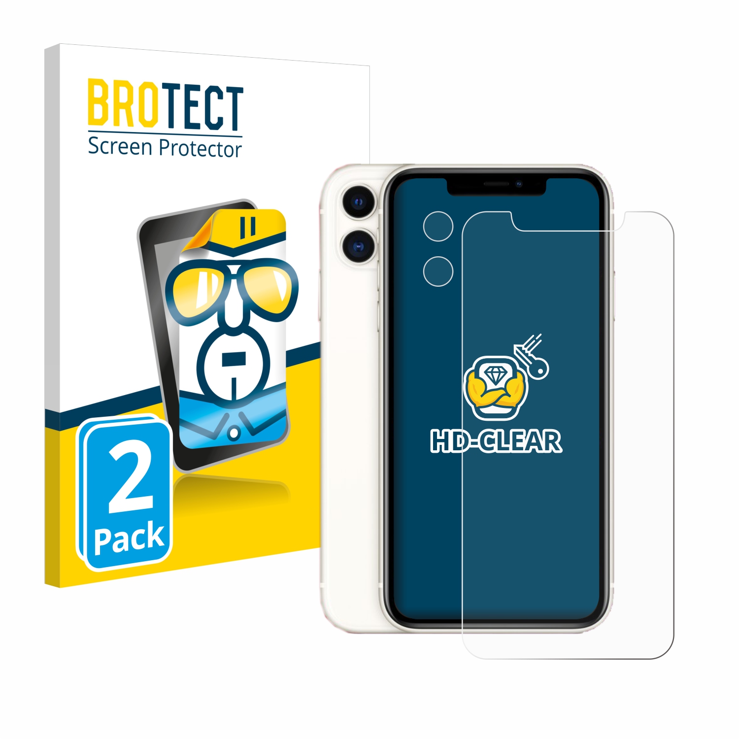 2x BROTECT Displayschutz-Folie pro Apple iPhone 11 (displej+Kamera)