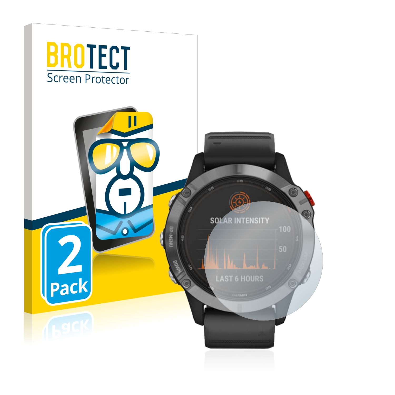 2x BROTECT Displayschutz-Folie pro Garmin Fenix 6 Solar
