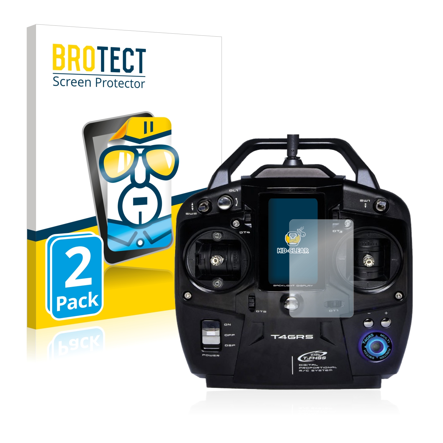 2x BROTECT Displayschutz-Folie pro Futaba T4GRS