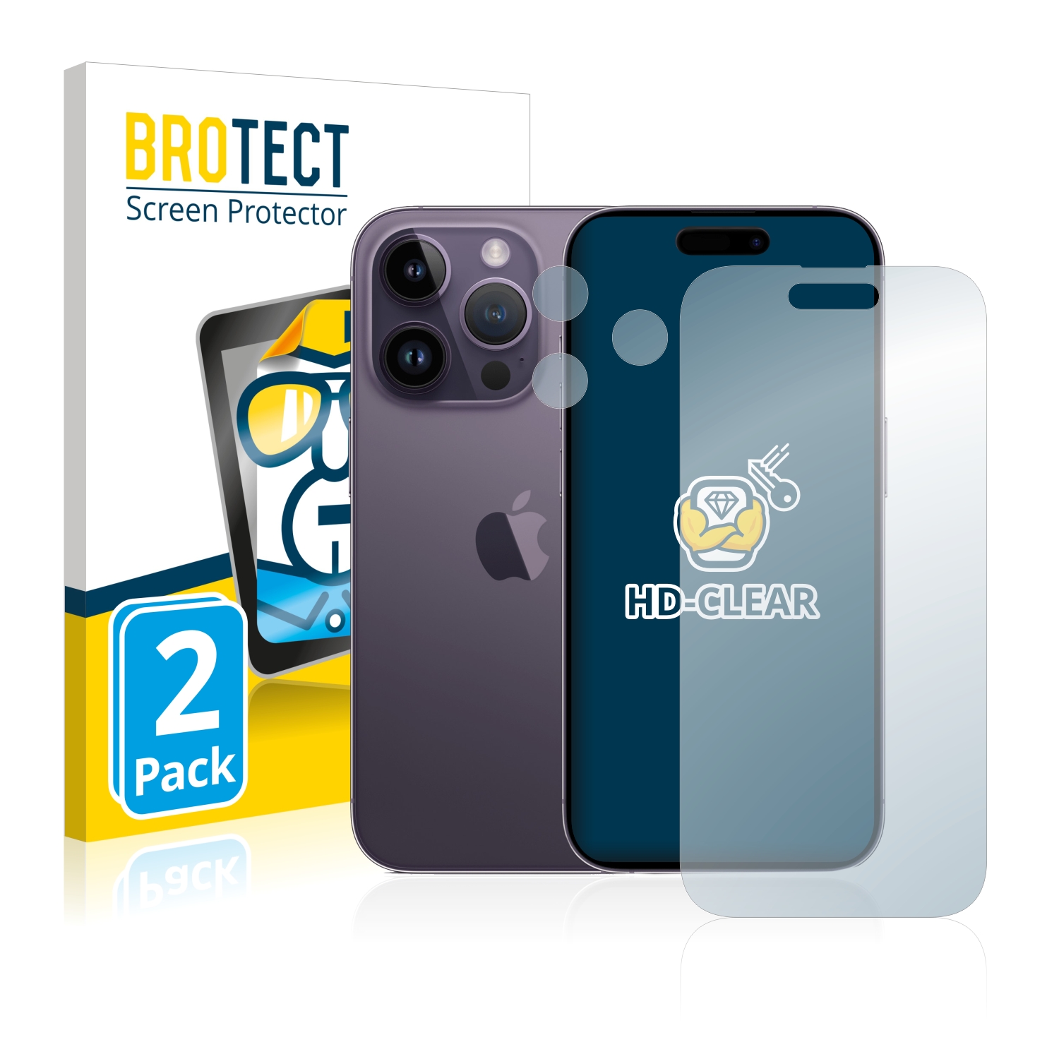 2x BROTECT Displayschutz-Folie pro Apple iPhone 14 Pro (displej+Kamera)