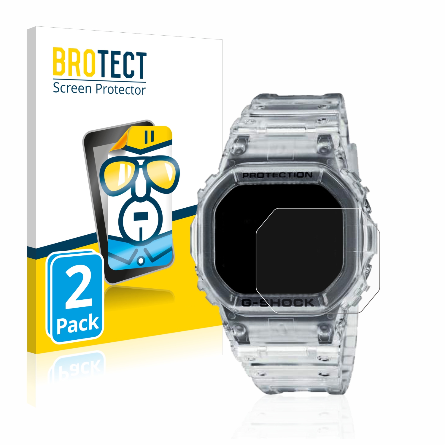 2x BROTECT Displayschutz-Folie pro Casio G-Shock DW-5600SKE-7