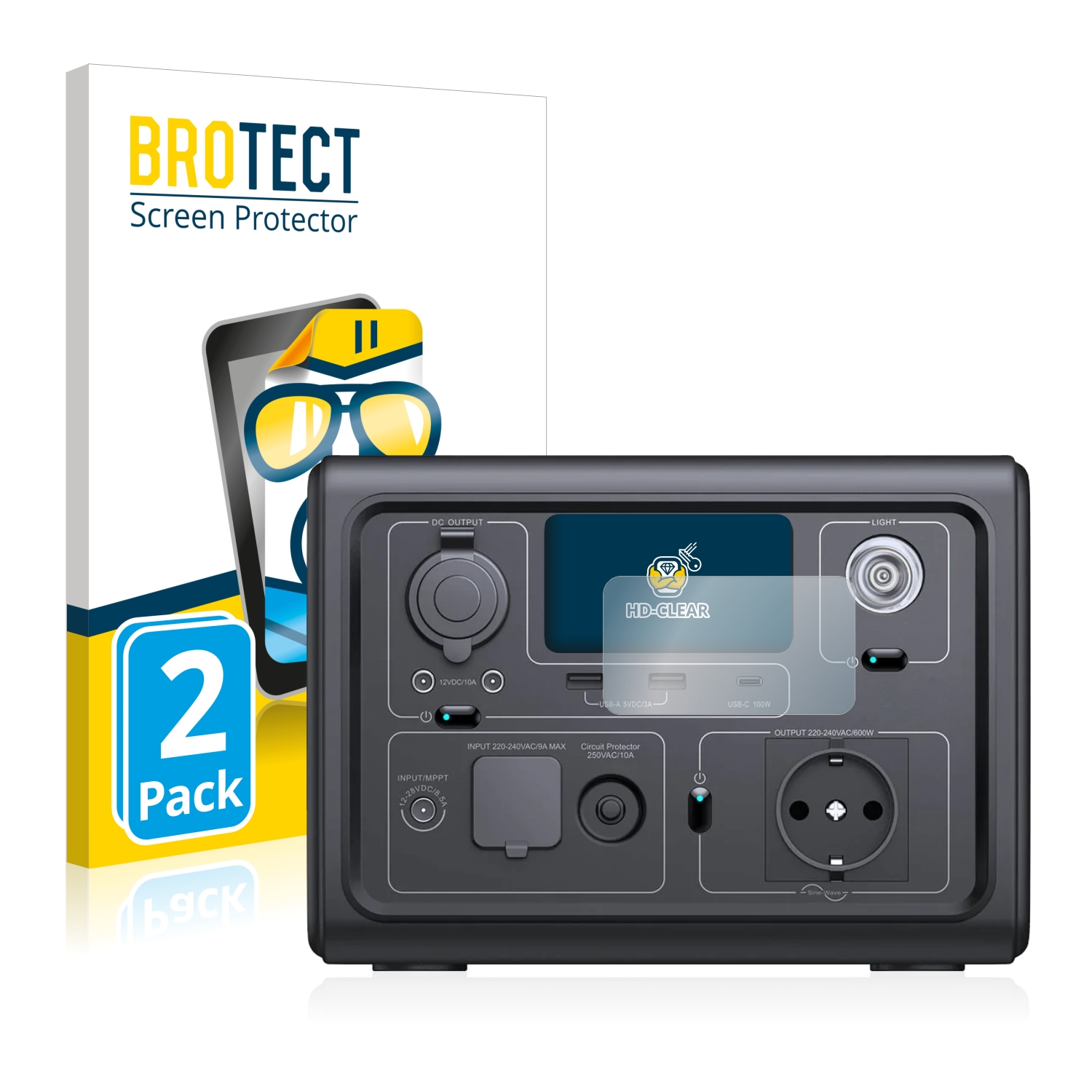 2x BROTECT Displayschutz-Folie pro Bluetti EB3A