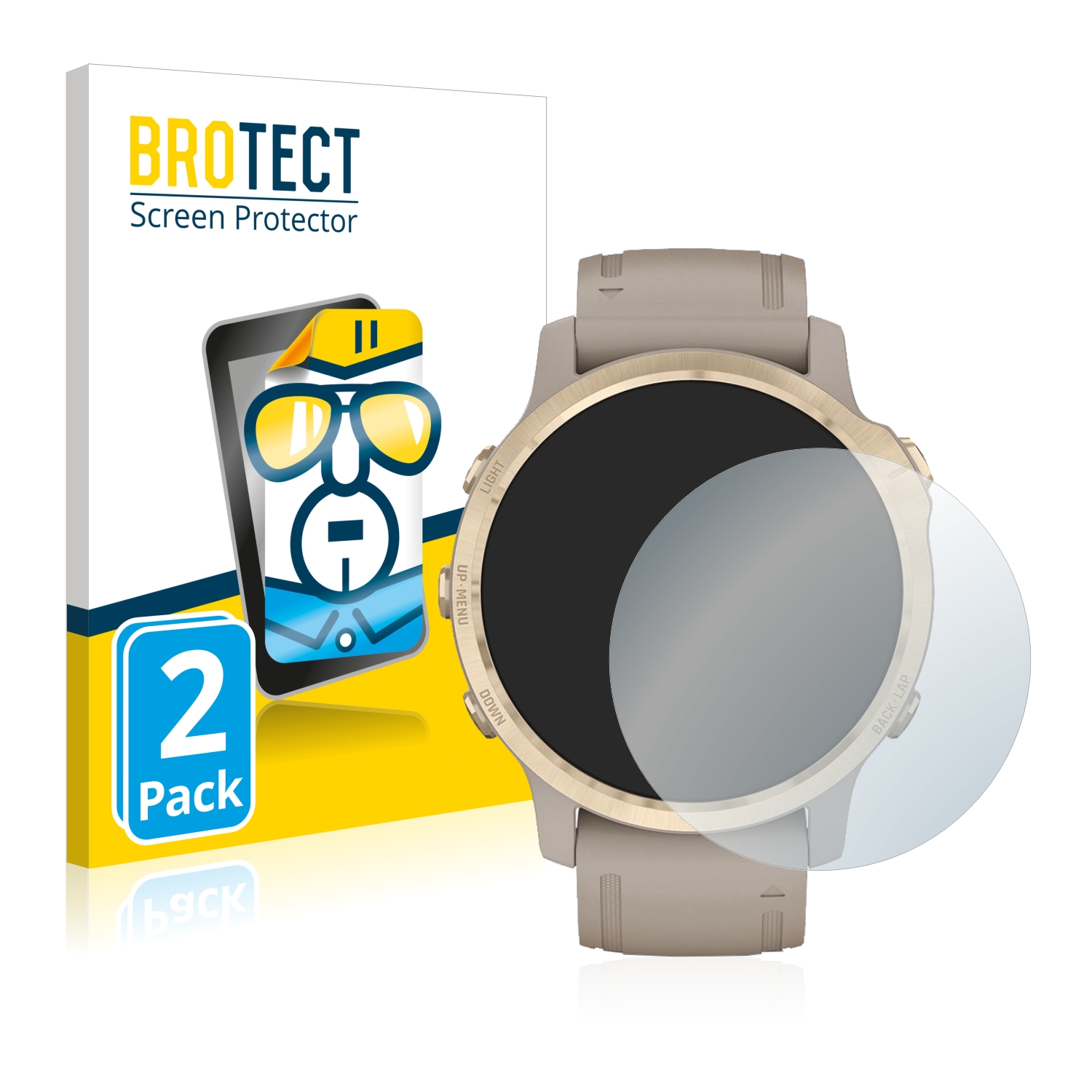 2x BROTECT Displayschutz-Folie pro Garmin Fenix 6S Pro Solar