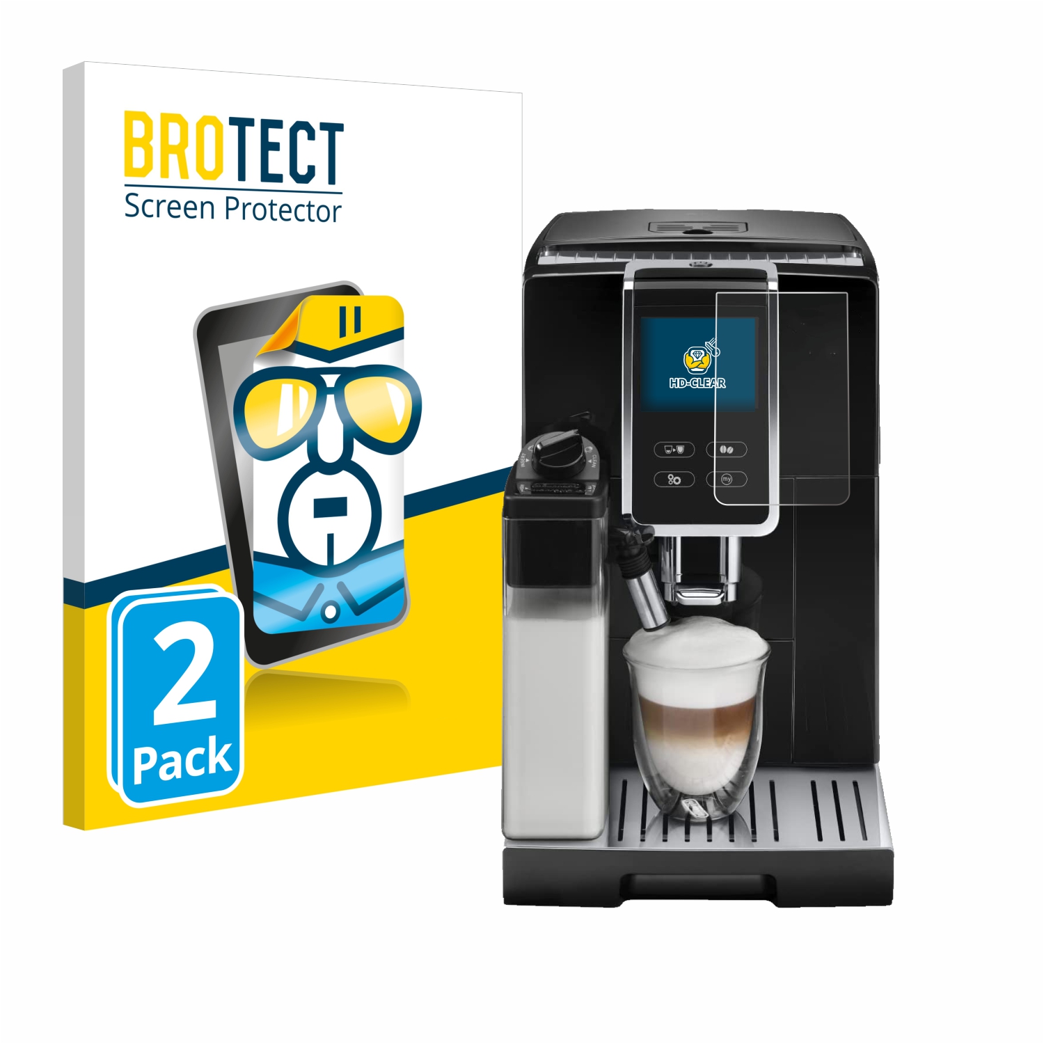 2x BROTECT Displayschutz-Folie pro DeLonghi Dinamica Plus ECAM370.70.B
