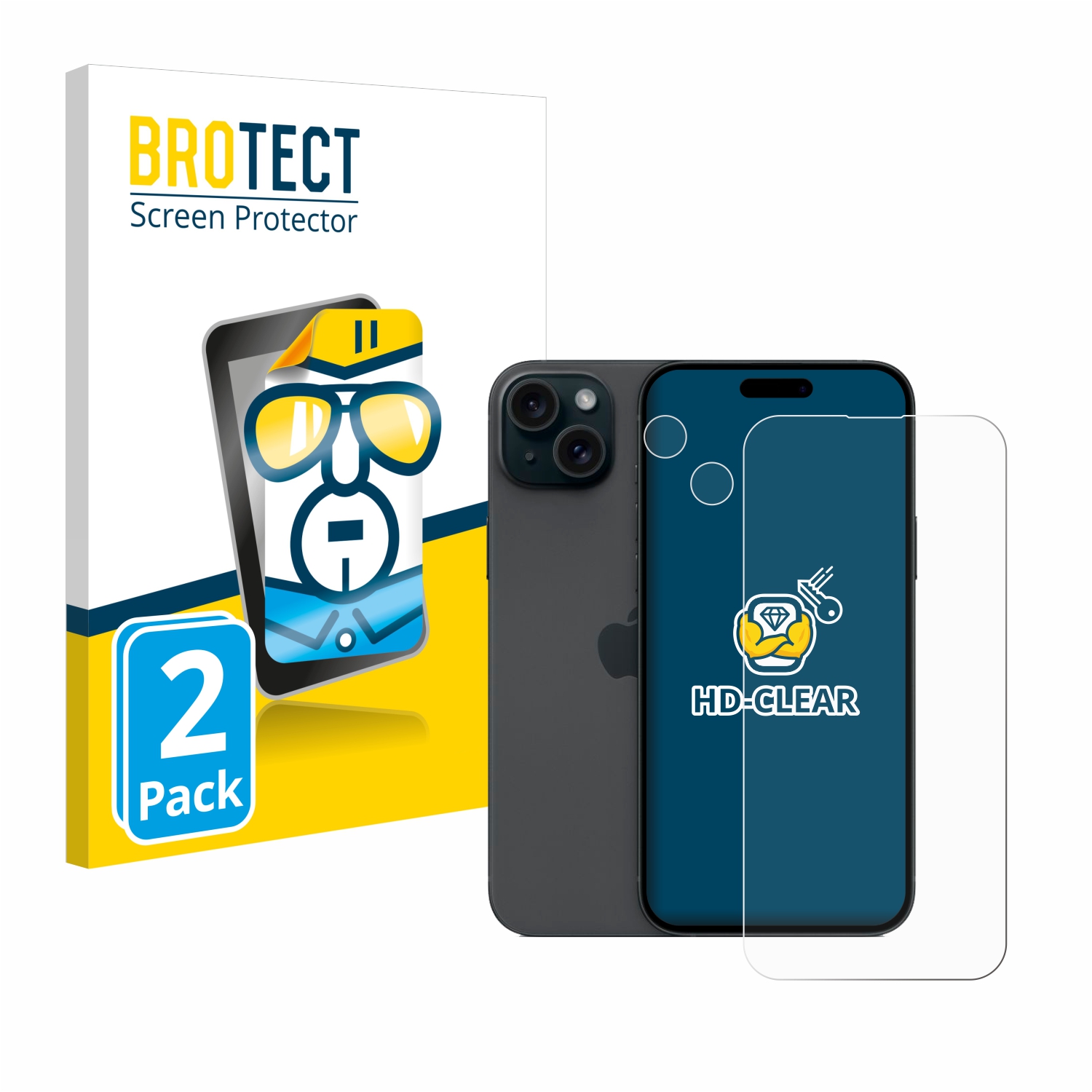 2x BROTECT Displayschutz-Folie pro Apple iPhone 15 Plus (displej+Kamera)