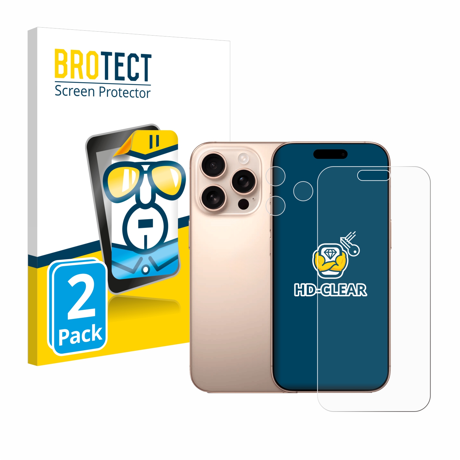 2x BROTECT Displayschutz-Folie pro Apple iPhone 16 Pro Max (displej+Kamera)