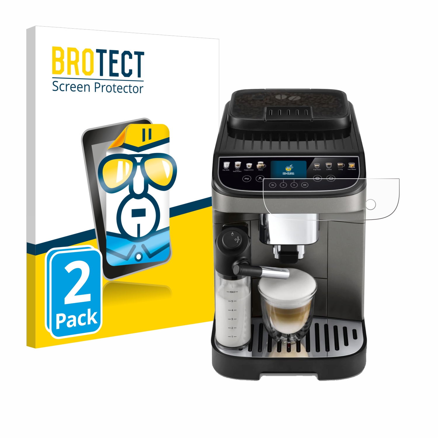 2x BROTECT Displayschutz-Folie pro DeLonghi Magnifica Evo Next