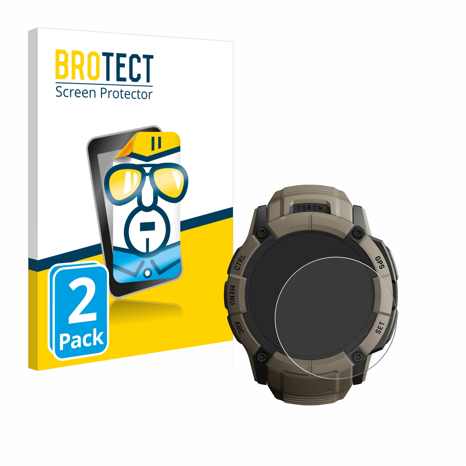 2x BROTECT Displayschutz-Folie pro Garmin Instinct 2X Solar Tactical Edition