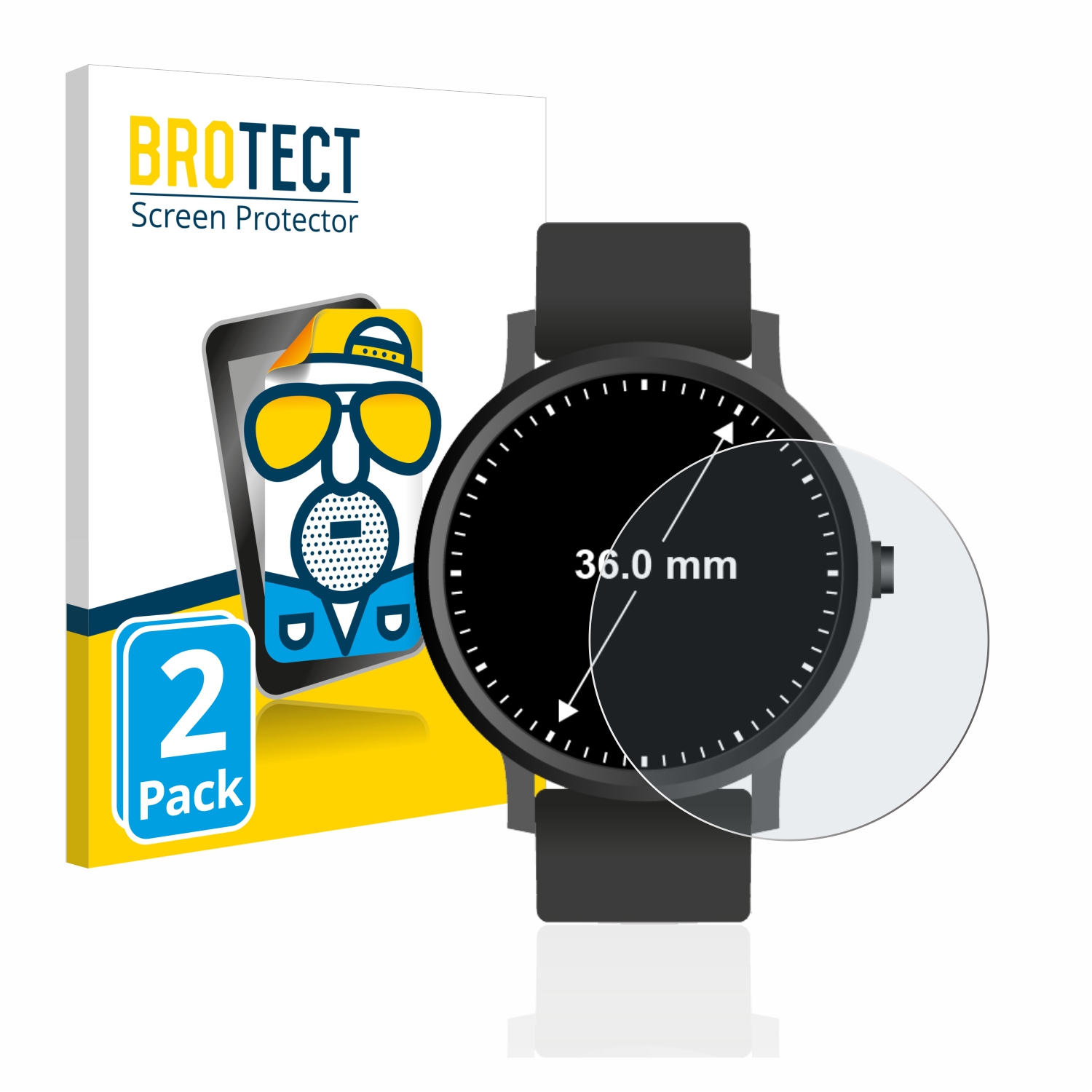 2x BROTECT Entspiegelungs-Folie pro hodinky (kulatý, průměr 36 mm)