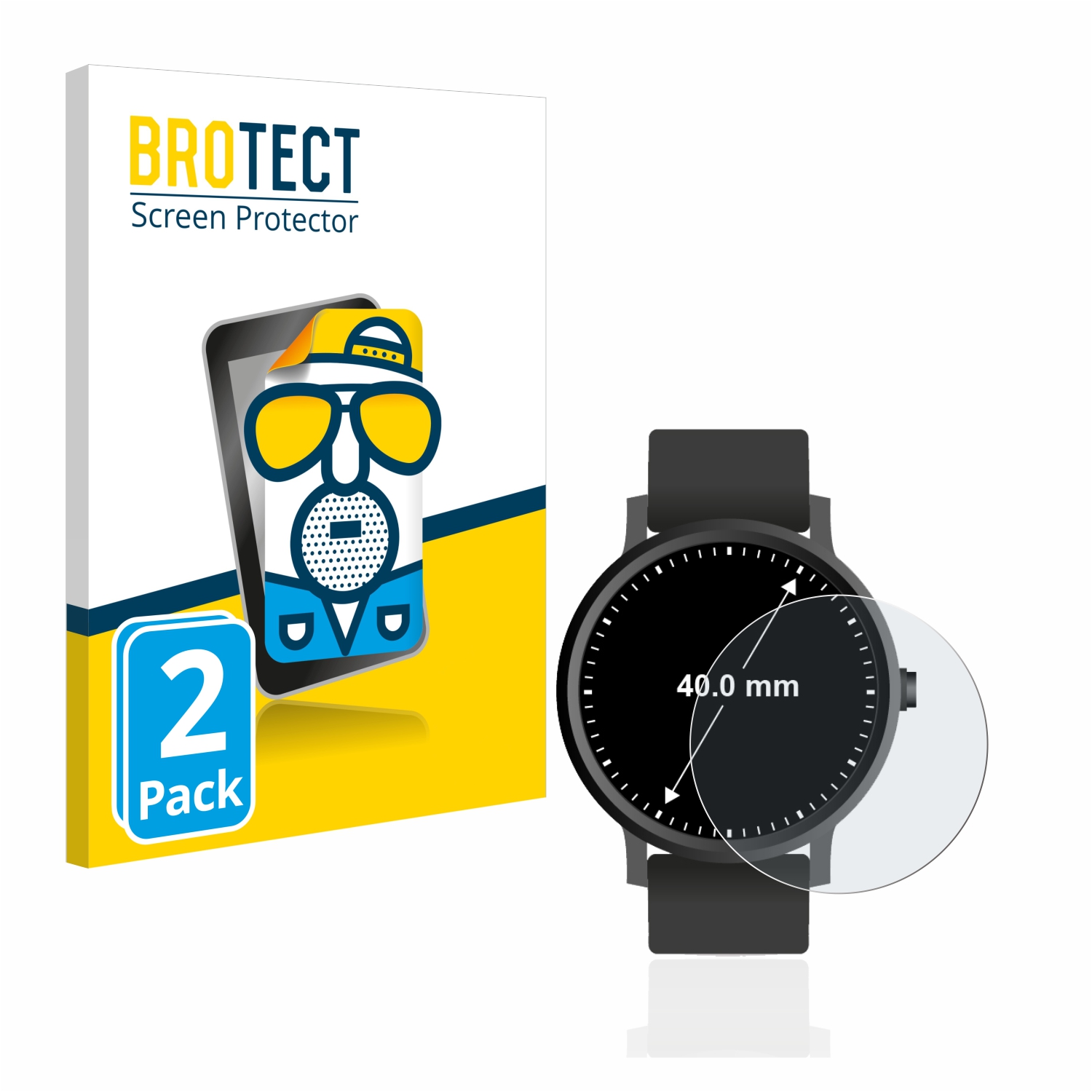 2x BROTECT Entspiegelungs-Folie pro hodinky (kulatý, průměr 40 mm)