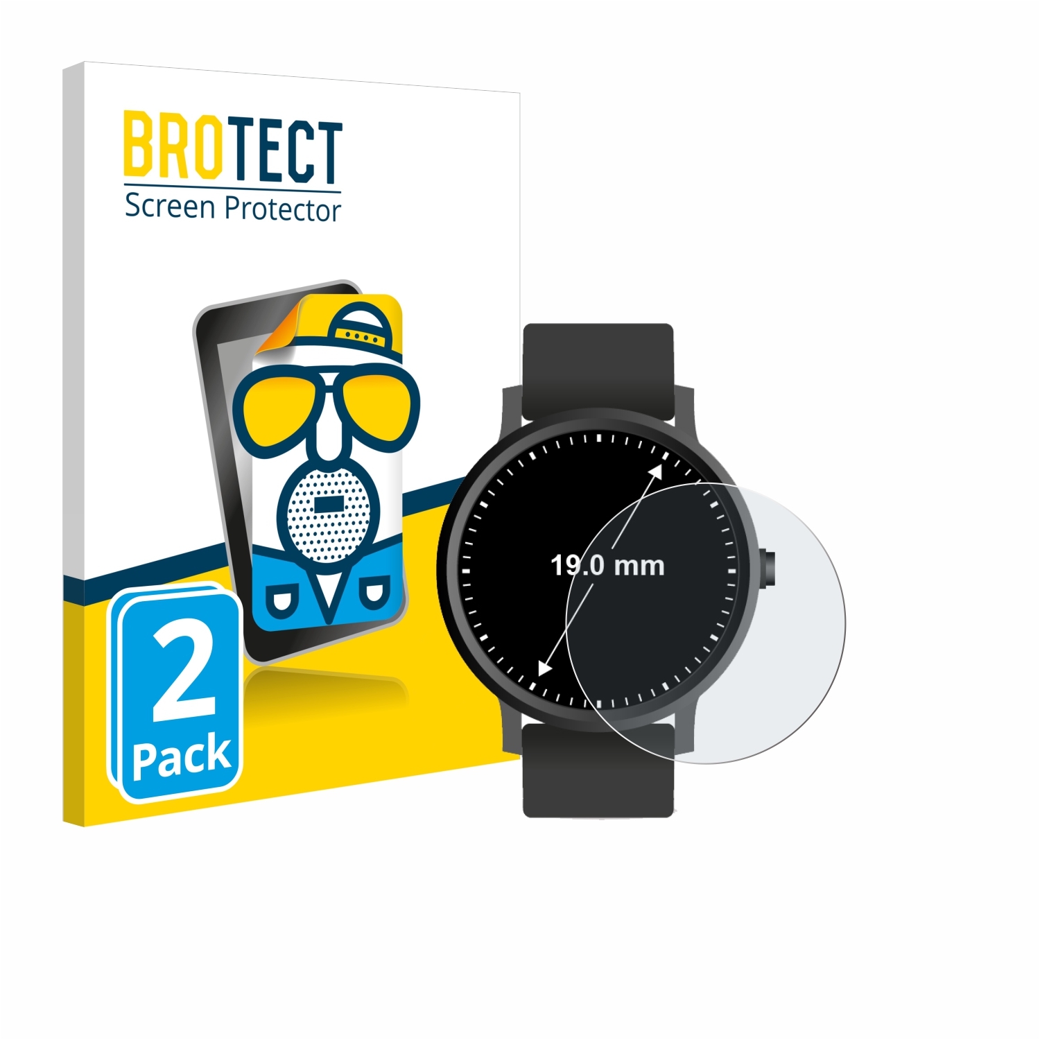 2x BROTECT Entspiegelungs-Folie pro hodinky (kulatý, průměr 19 mm)