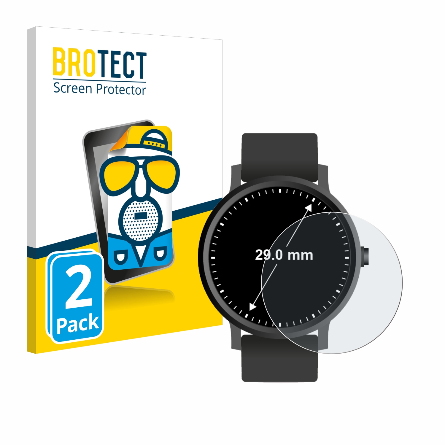 2x BROTECT Entspiegelungs-Folie pro hodinky (kulatý, průměr 29 mm)