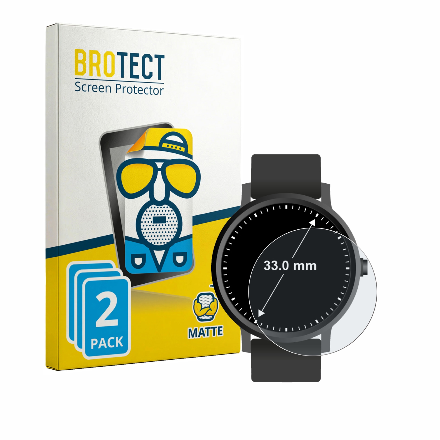 2x BROTECT Entspiegelungs-Folie pro hodinky (kulatý, průměr 33 mm)