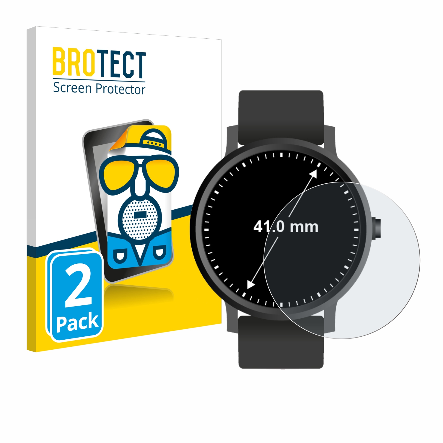 2x BROTECT Entspiegelungs-Folie pro hodinky (kulatý, průměr 41 mm)
