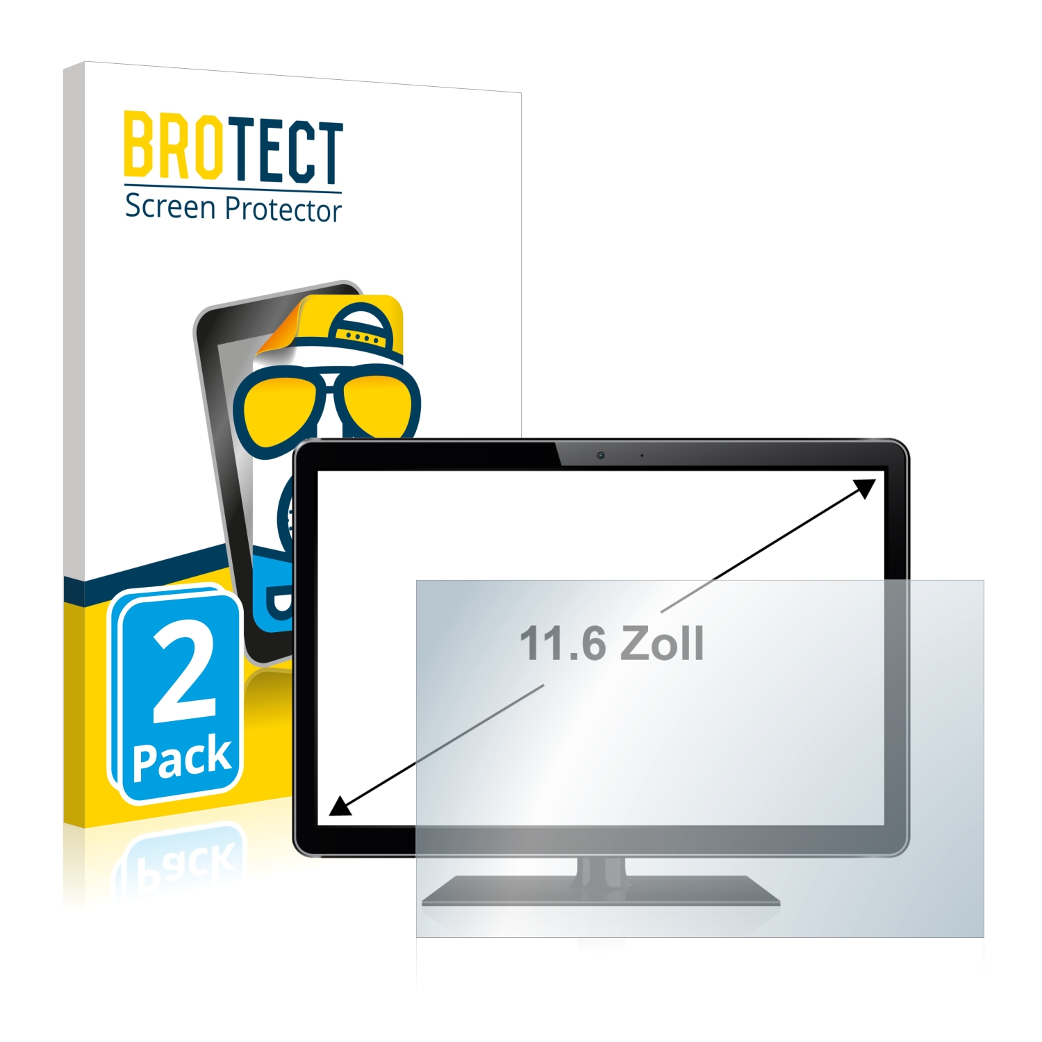 2x BROTECT Entspiegelungs-Folie pro průmyslové monitory se 11.6 palcovým displejem [256 mm x 144 mm, 16:9]