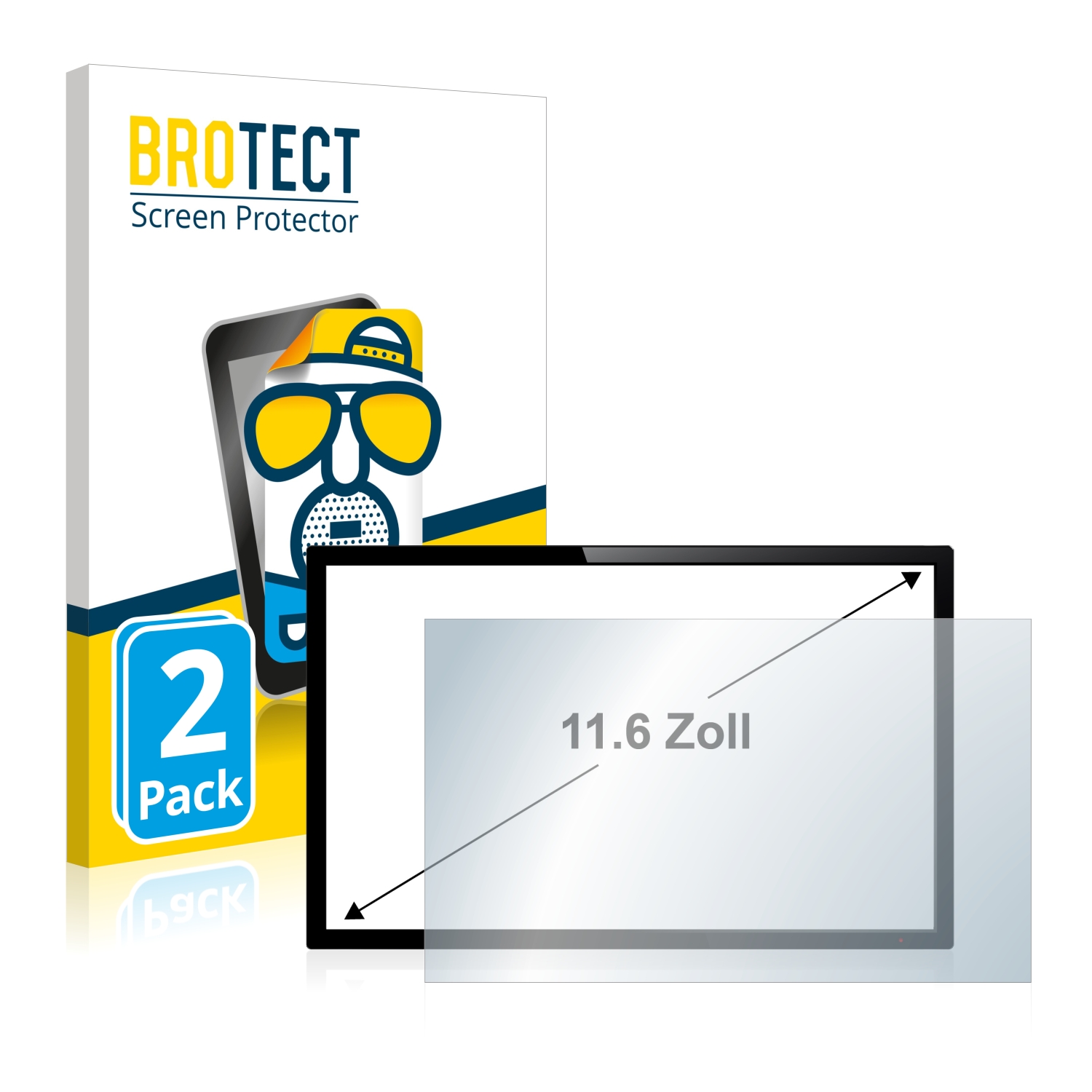 2x BROTECT Entspiegelungs-Folie pro dotykový panel s 11.6 palcovým displejem [256 mm x 144 mm, 16:9]