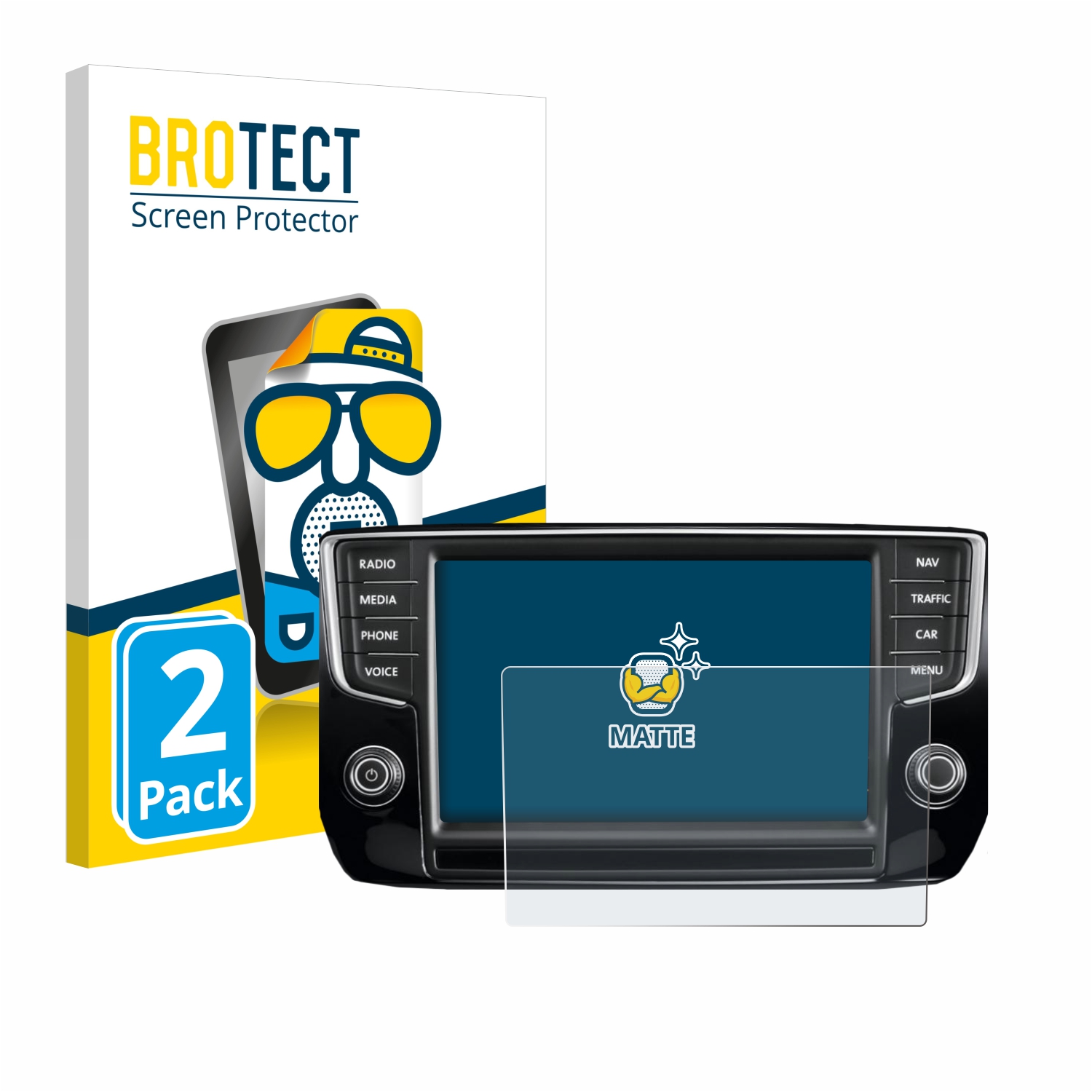 2x BROTECT Entspiegelungs-Folie pro Volkswagen Passat 2015 Discover Pro 8 2014