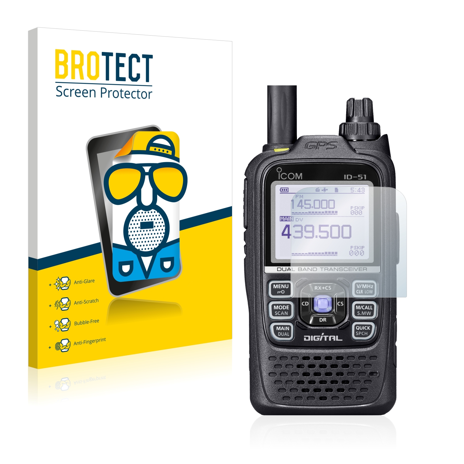 2x BROTECT Entspiegelungs-Folie pro Icom ID-51