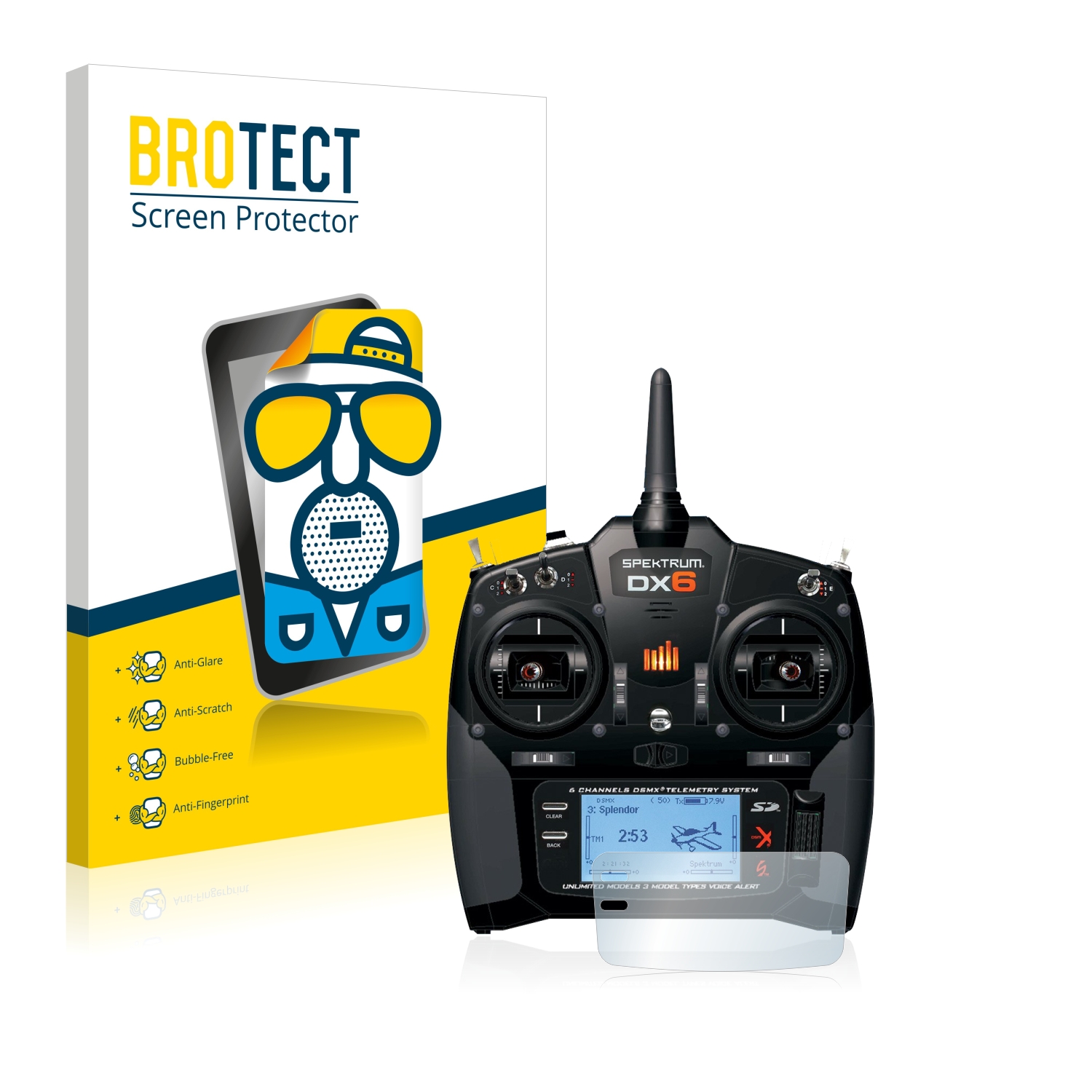 2x BROTECT Entspiegelungs-Folie pro Spektrum DX6