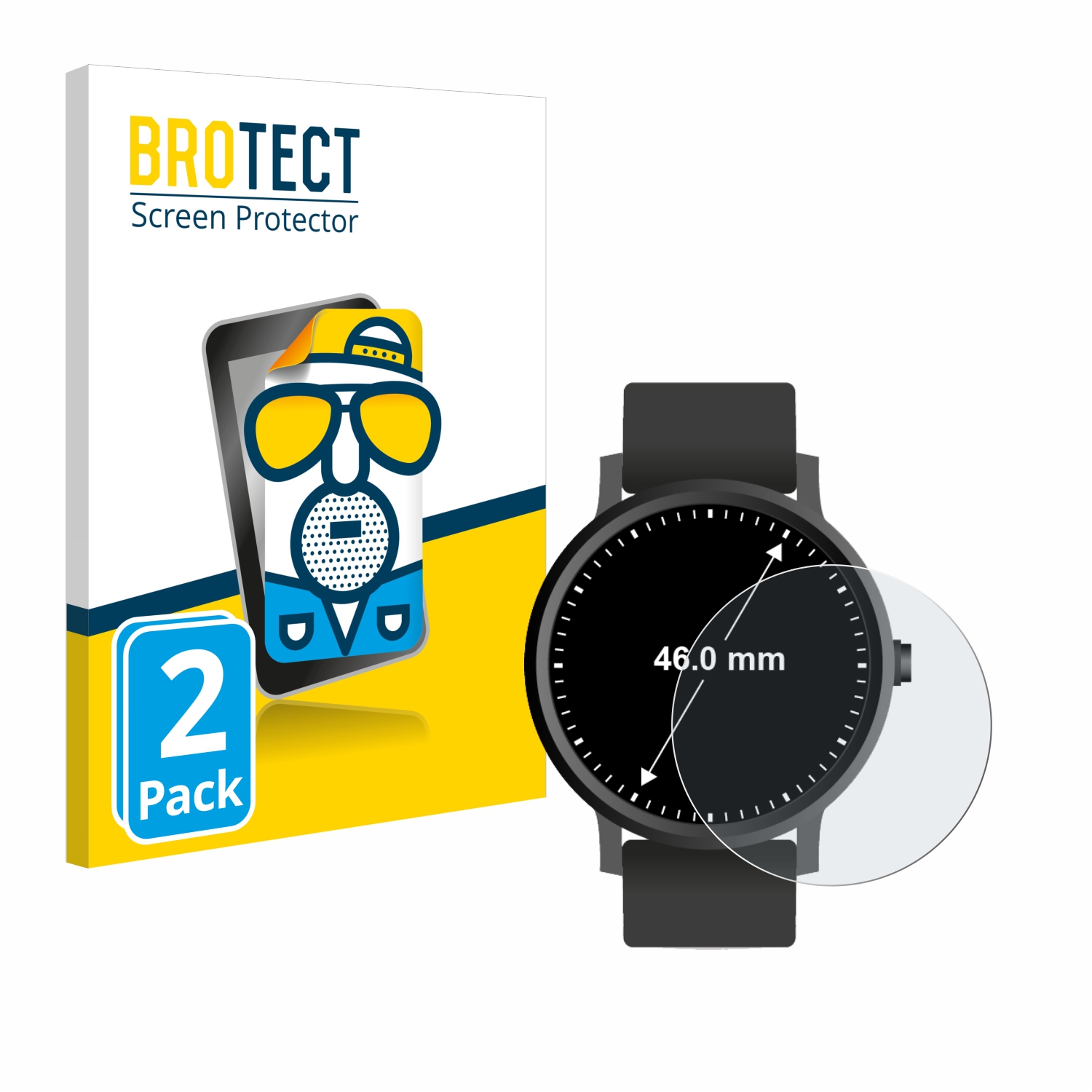 2x BROTECT Entspiegelungs-Folie pro hodinky (kulatý, průměr 46 mm)