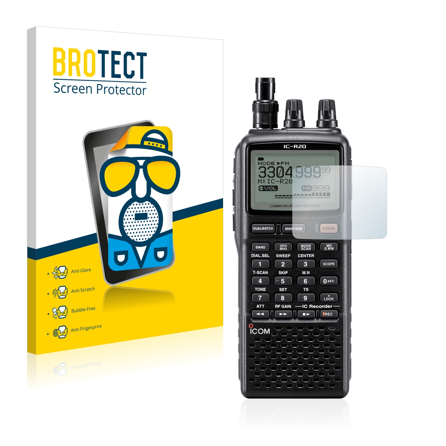 2x BROTECT Entspiegelungs-Folie pro Icom IC-R20