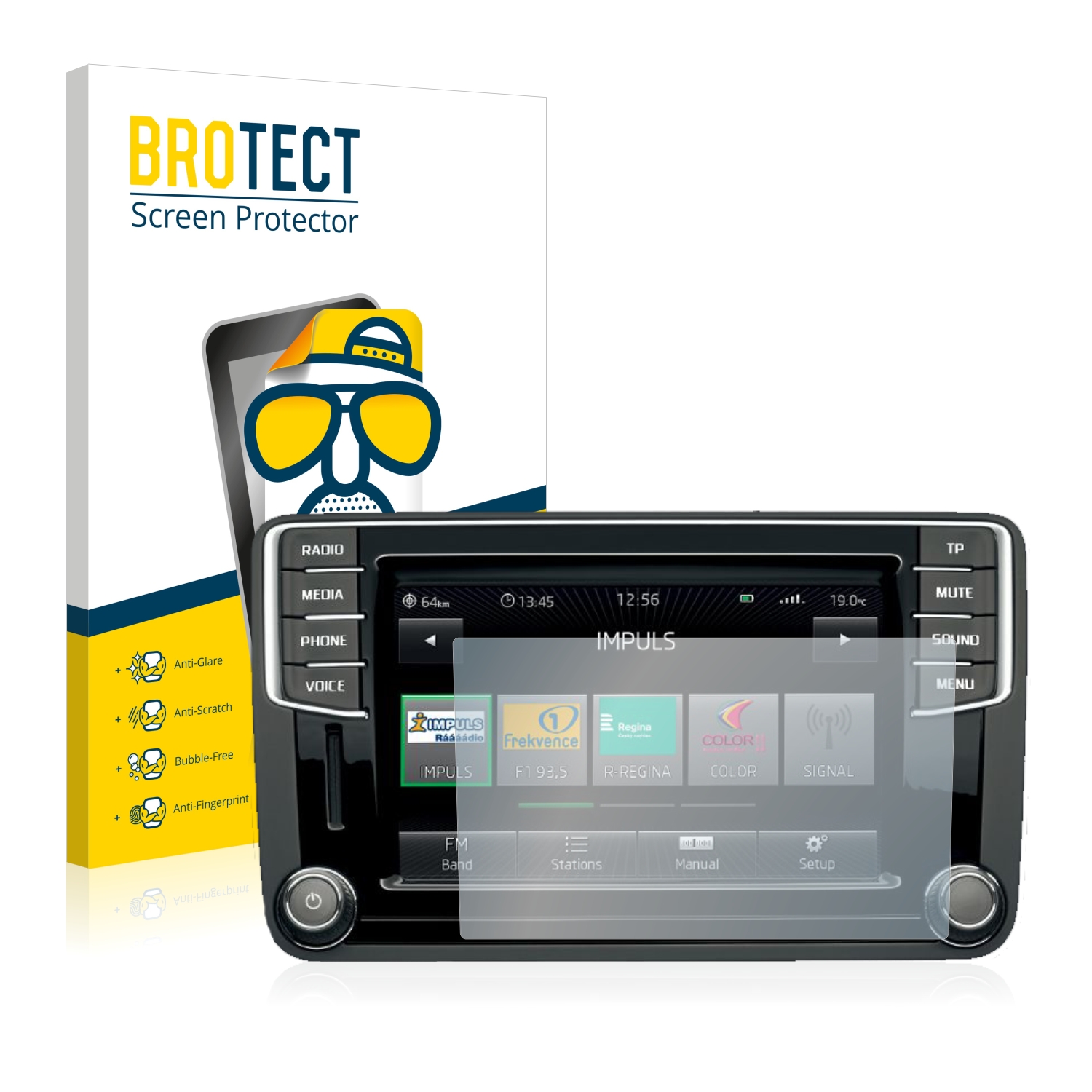2x BROTECT Entspiegelungs-Folie pro Skoda Amundsen 2015 Infotainment System (Trapez)