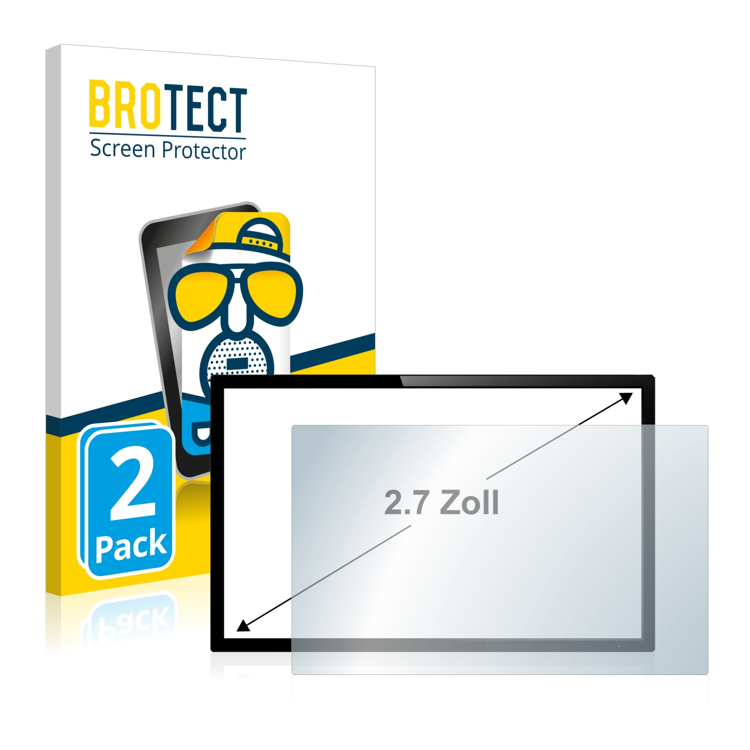 2x BROTECT Entspiegelungs-Folie pro dotykový panel s 2.7 palcovým displejem [55 mm x 41 mm, 4:3]