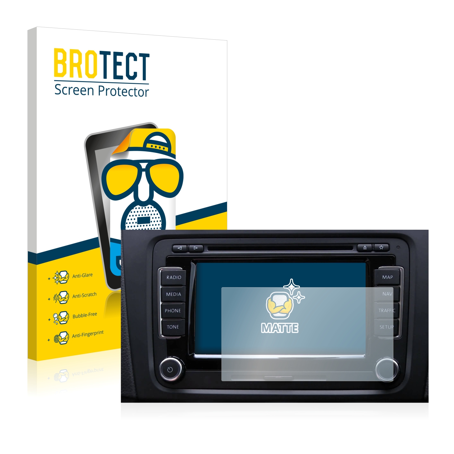 2x BROTECT Entspiegelungs-Folie pro Volkswagen Touareg 2009 RNS 510 6.5