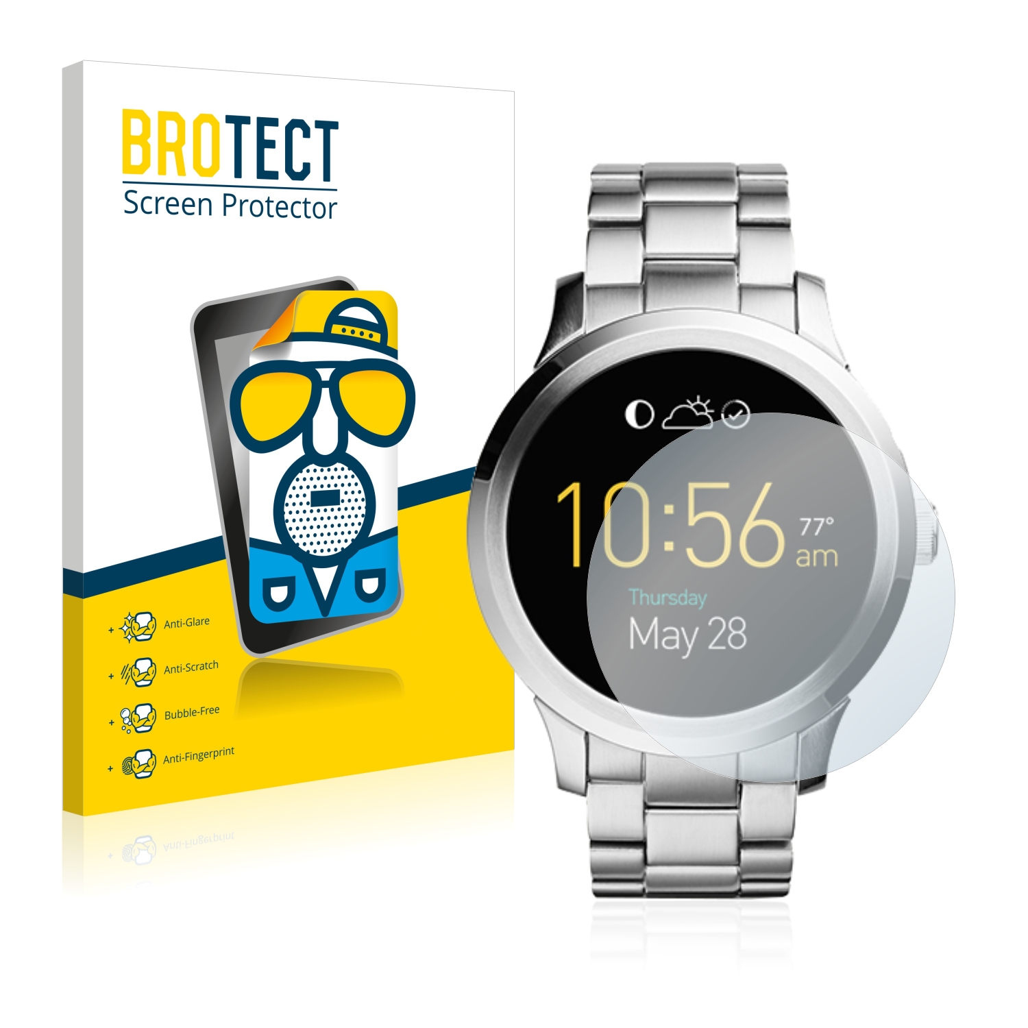 2x BROTECT Entspiegelungs-Folie pro Fossil Q Founder
