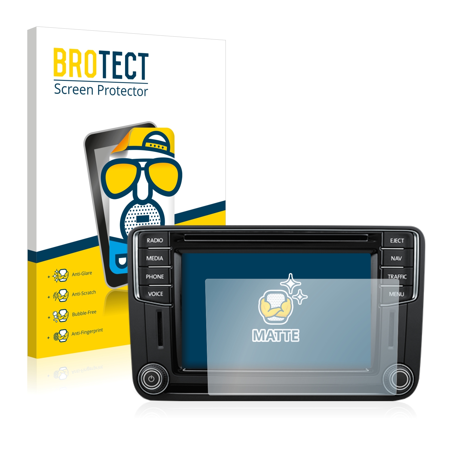 2x BROTECT Entspiegelungs-Folie pro Volkswagen T6 2016 Discover Media Plus 2016