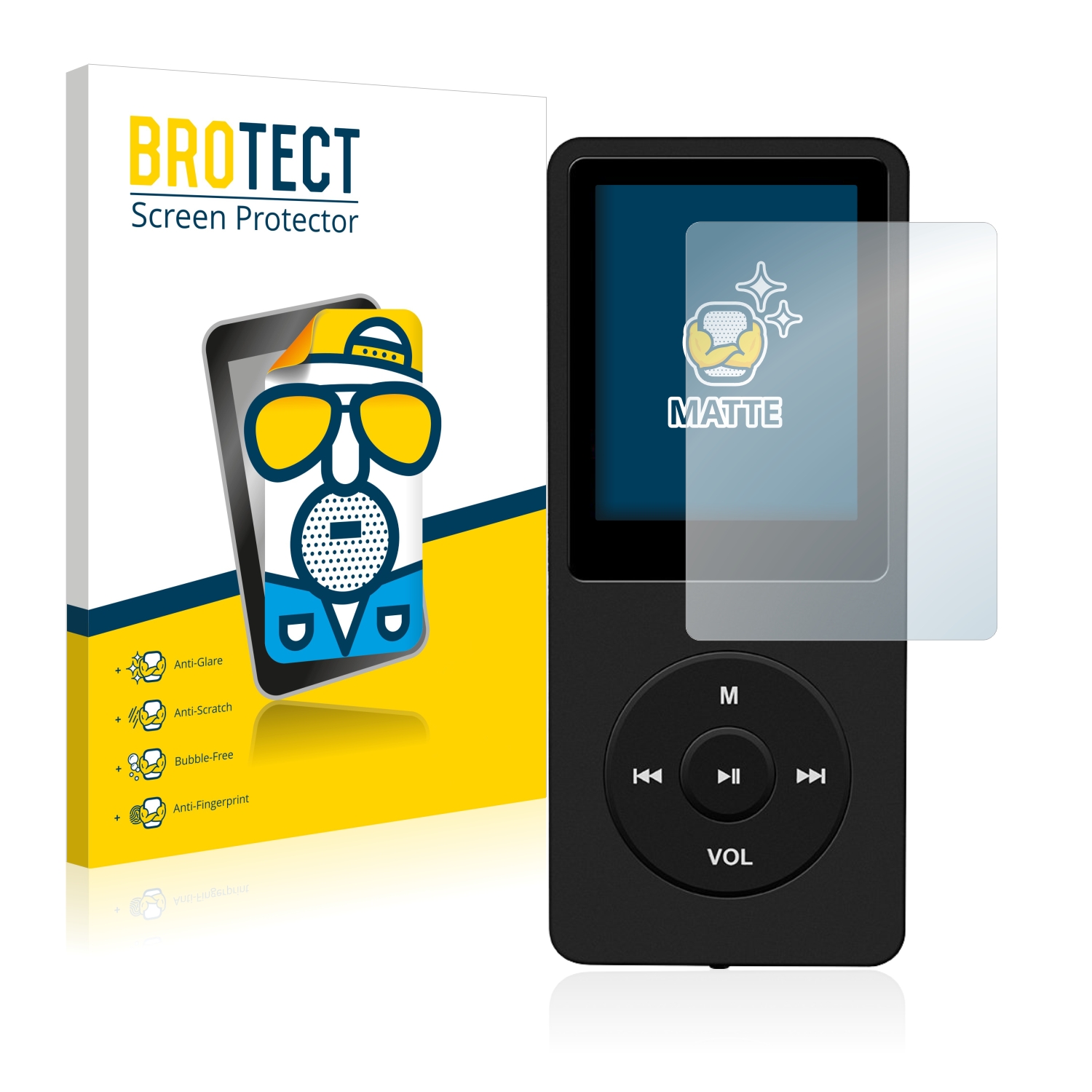 2x BROTECT Entspiegelungs-Folie pro AGPtek 8GB MP3-Player