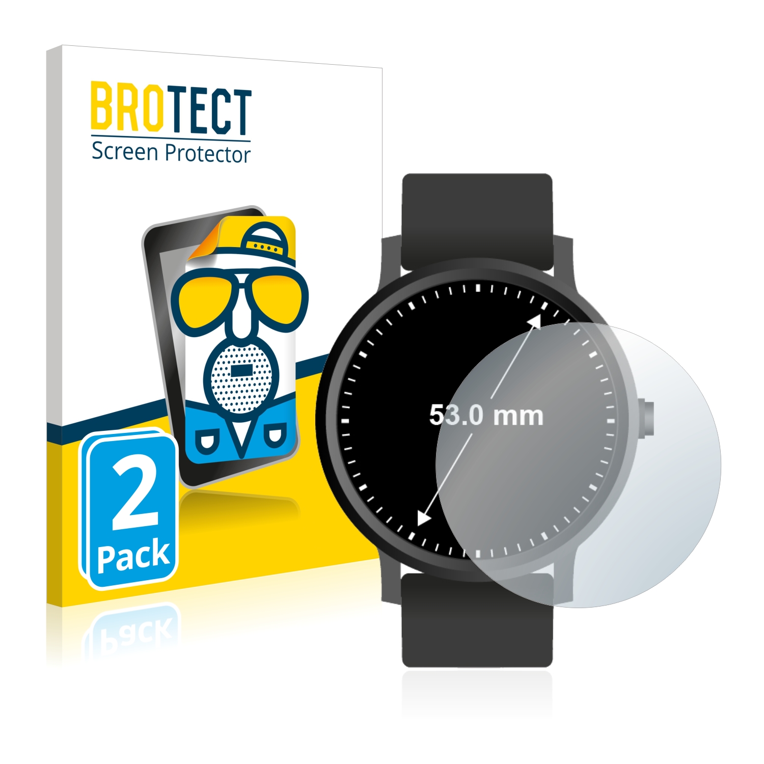 2x BROTECT Entspiegelungs-Folie pro hodinky (kulatý, průměr 53 mm)