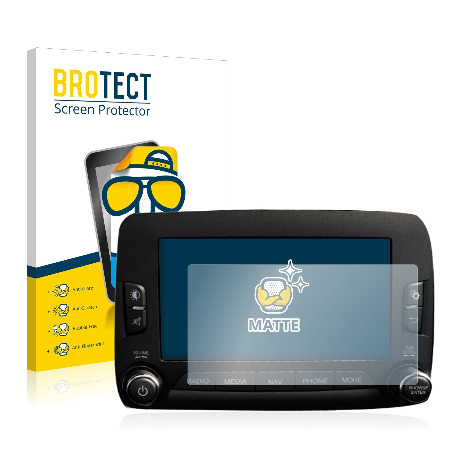 2x BROTECT Entspiegelungs-Folie pro Fiat 500X 2016-2019 Uconnect 6.5