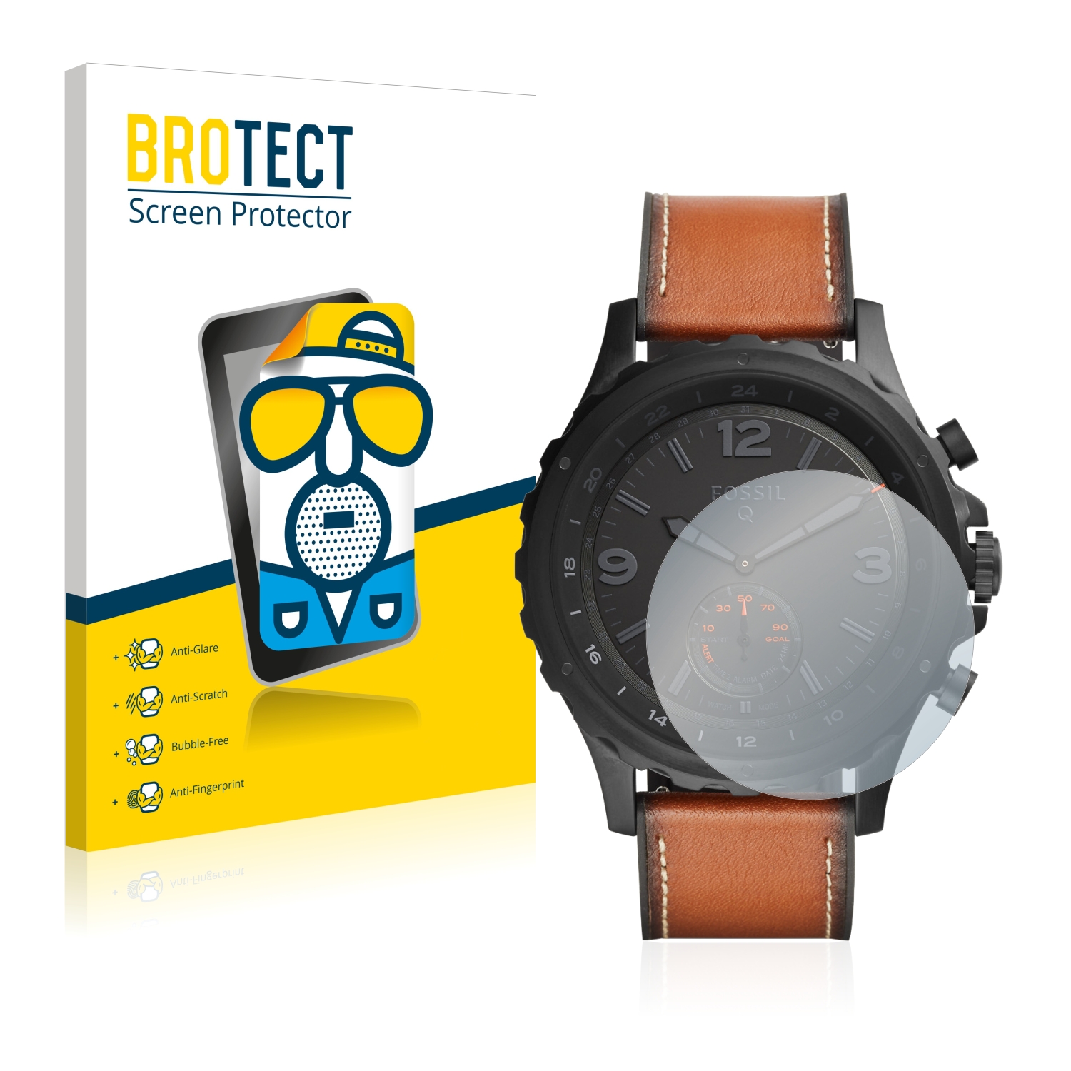 2x BROTECT Entspiegelungs-Folie pro Fossil Q Nate