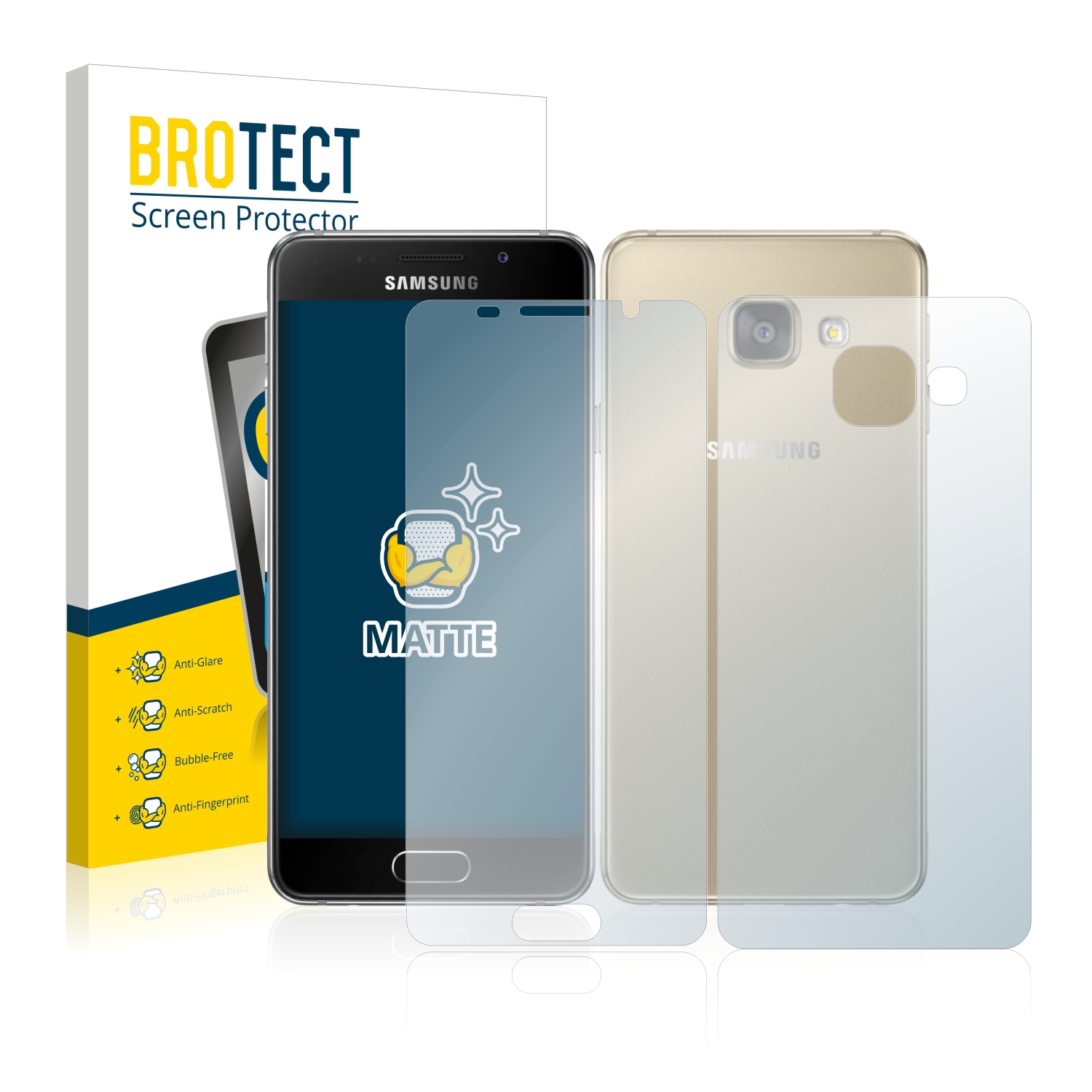 2x BROTECT Entspiegelungs-Folie pro Samsung Galaxy A3 2016 (displej+zadní strana)