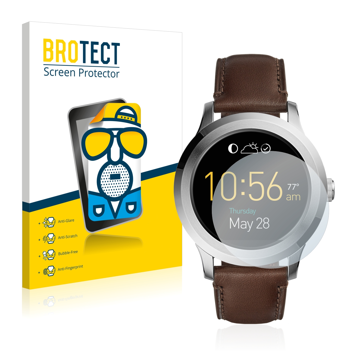 2x BROTECT Entspiegelungs-Folie pro Fossil Q Founder 2.0
