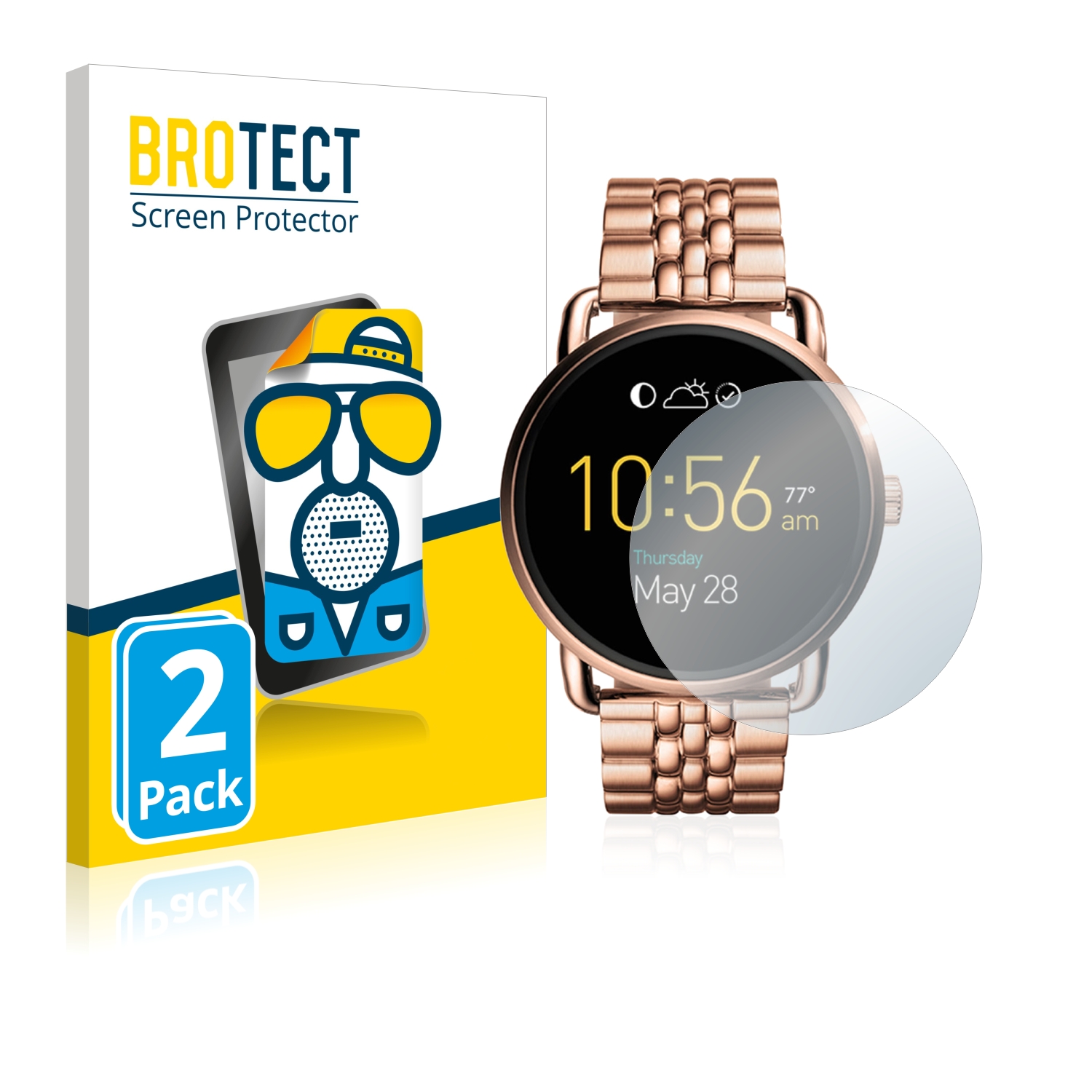 2x BROTECT Entspiegelungs-Folie pro Fossil Q Wander