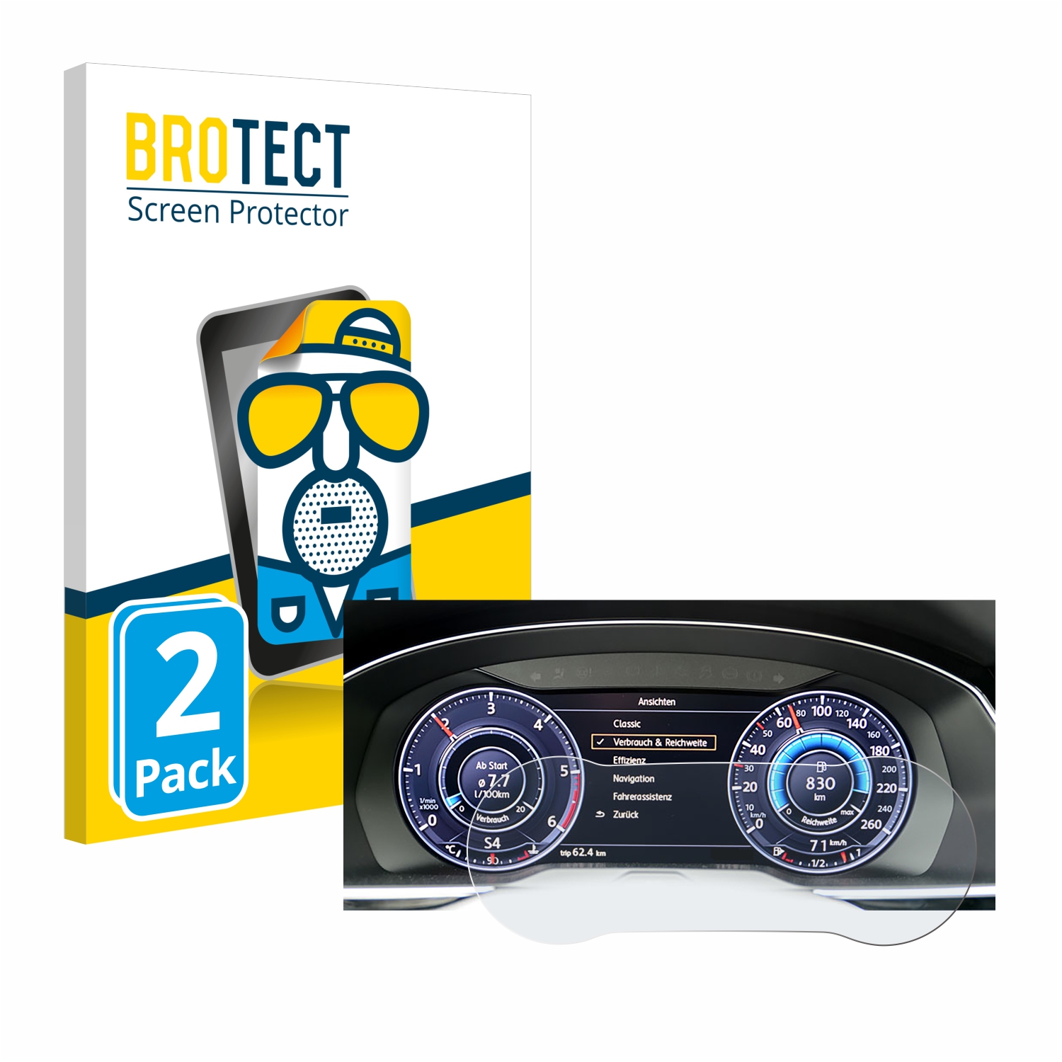 2x BROTECT Entspiegelungs-Folie pro Volkswagen Tiguan 2017 Active Info Cockpit 12.3