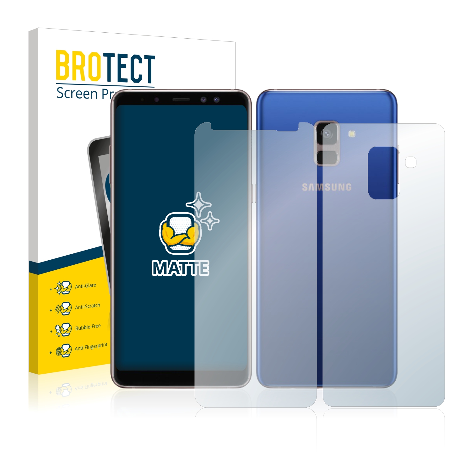 2x BROTECT Entspiegelungs-Folie pro Samsung Galaxy A8 2018 (displej+zadní strana)
