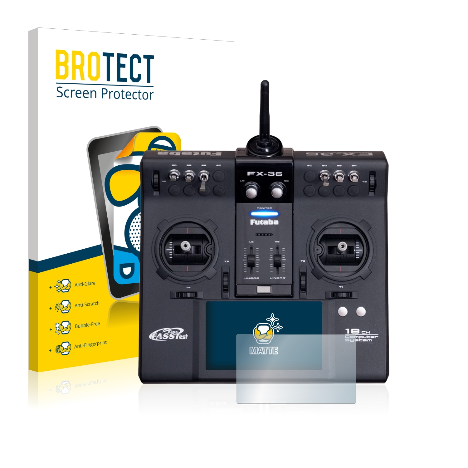 2x BROTECT Entspiegelungs-Folie pro Robbe Futaba FX-36