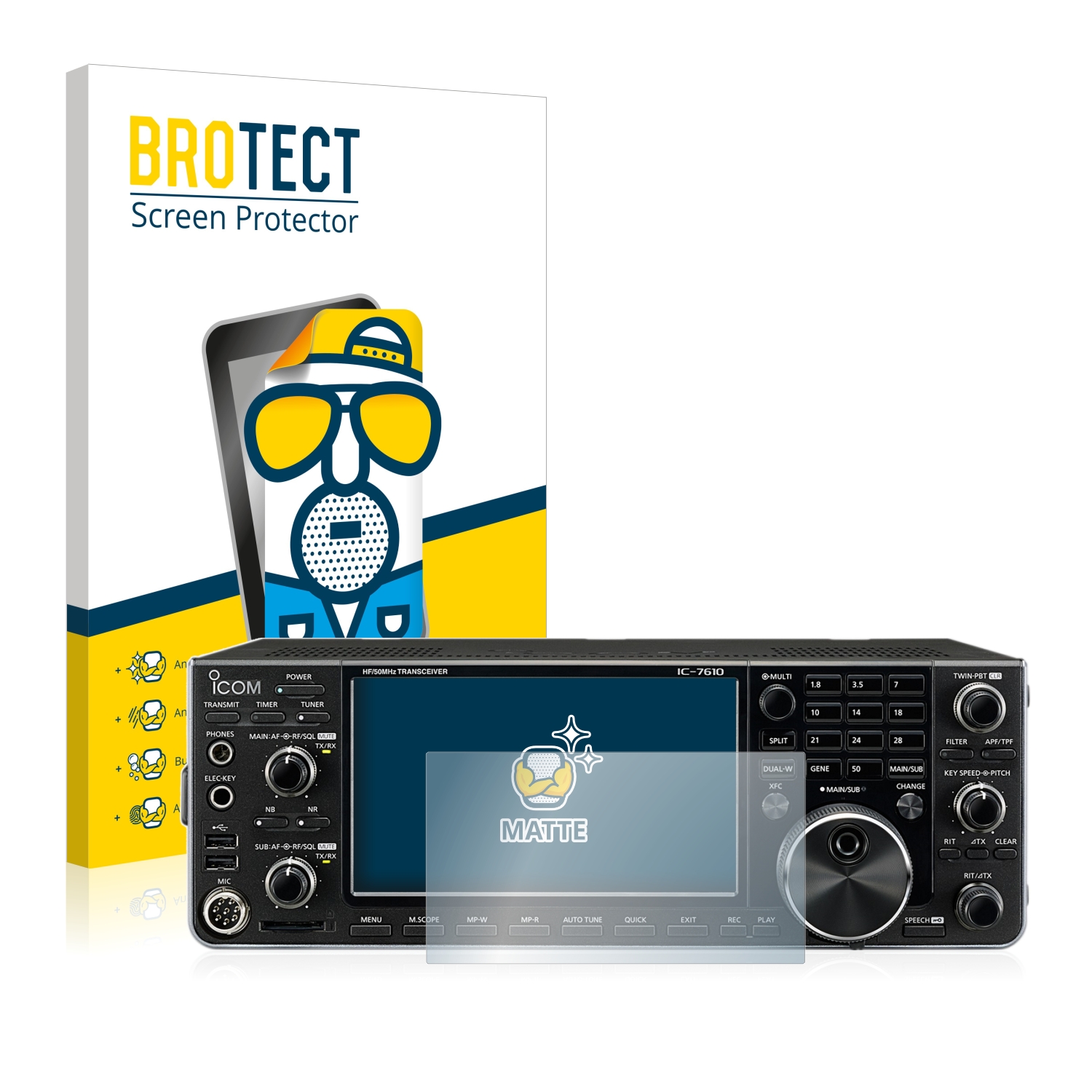2x BROTECT Entspiegelungs-Folie pro Icom IC-7610