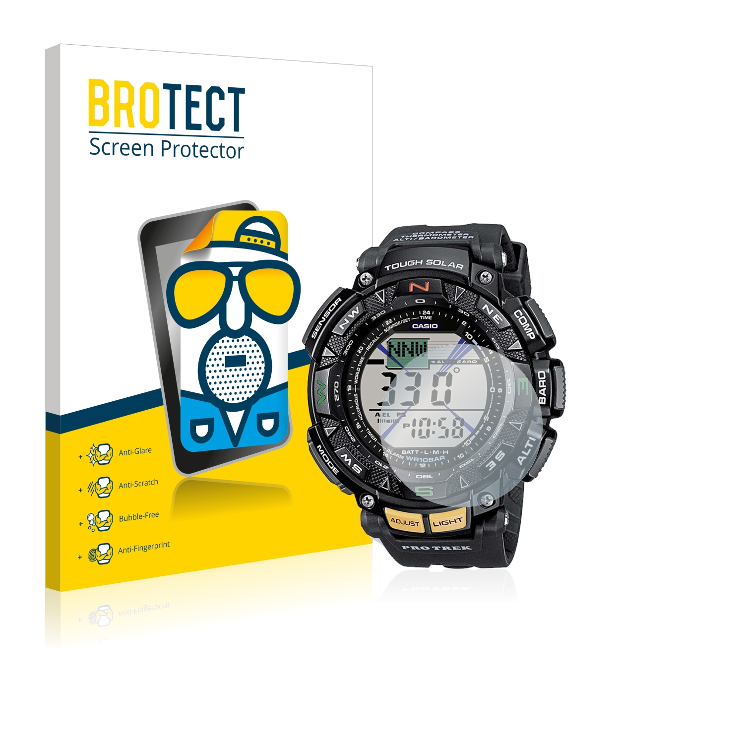 2x BROTECT Entspiegelungs-Folie pro Casio Pro Trek PRG-240-1ER