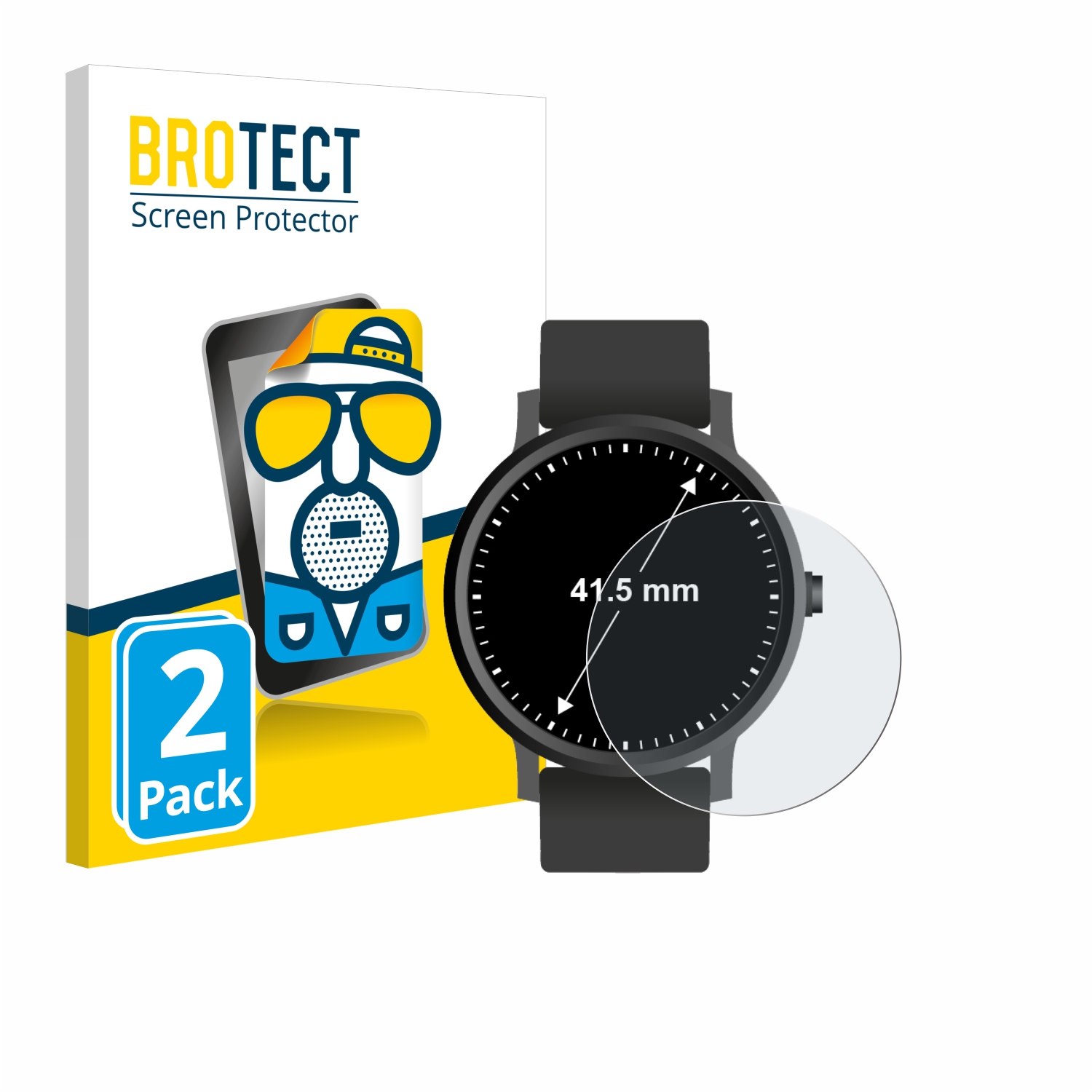 2x BROTECT Entspiegelungs-Folie pro hodinky (kulatý, průměr 41.5 mm)