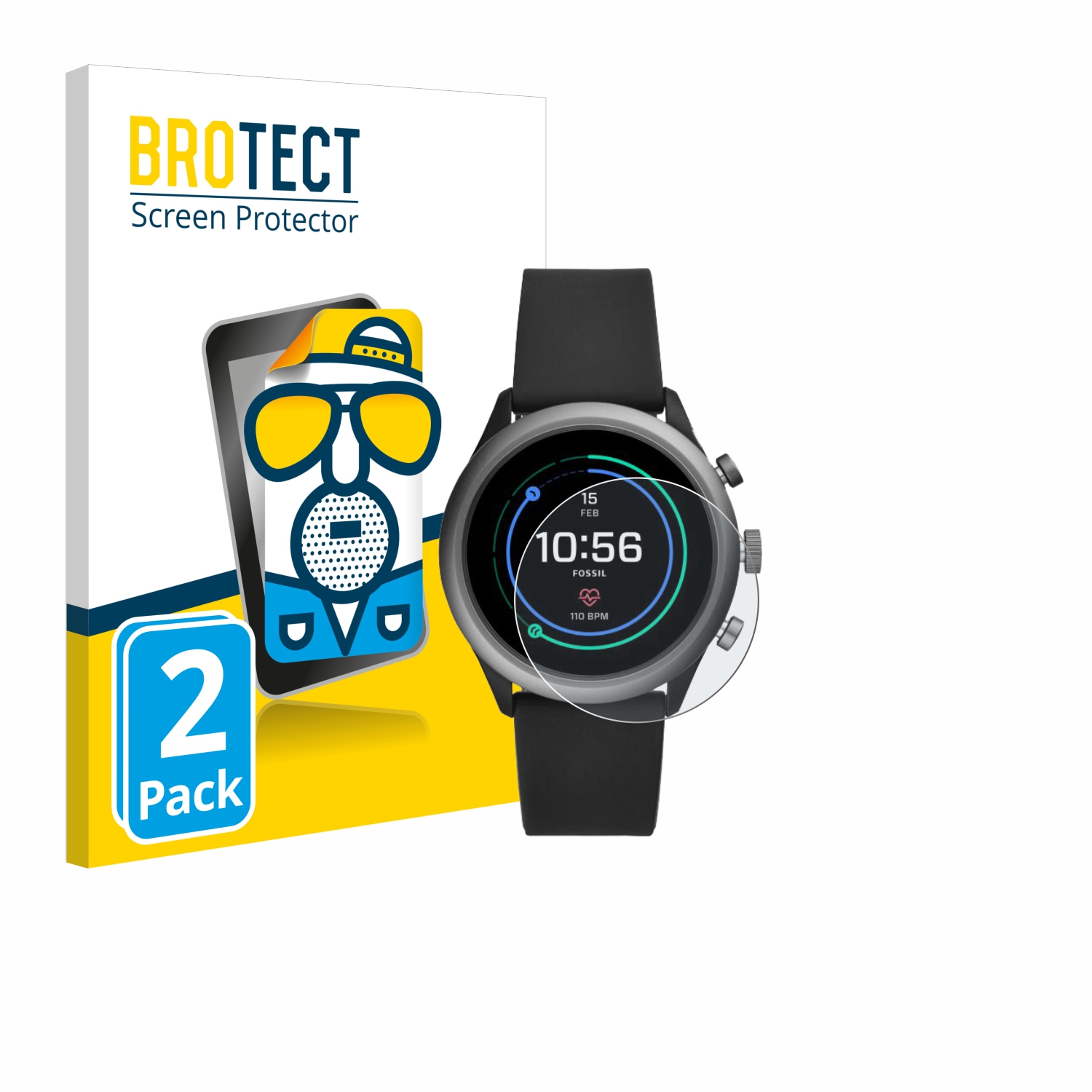 2x BROTECT Entspiegelungs-Folie pro Fossil Sport (43 mm)