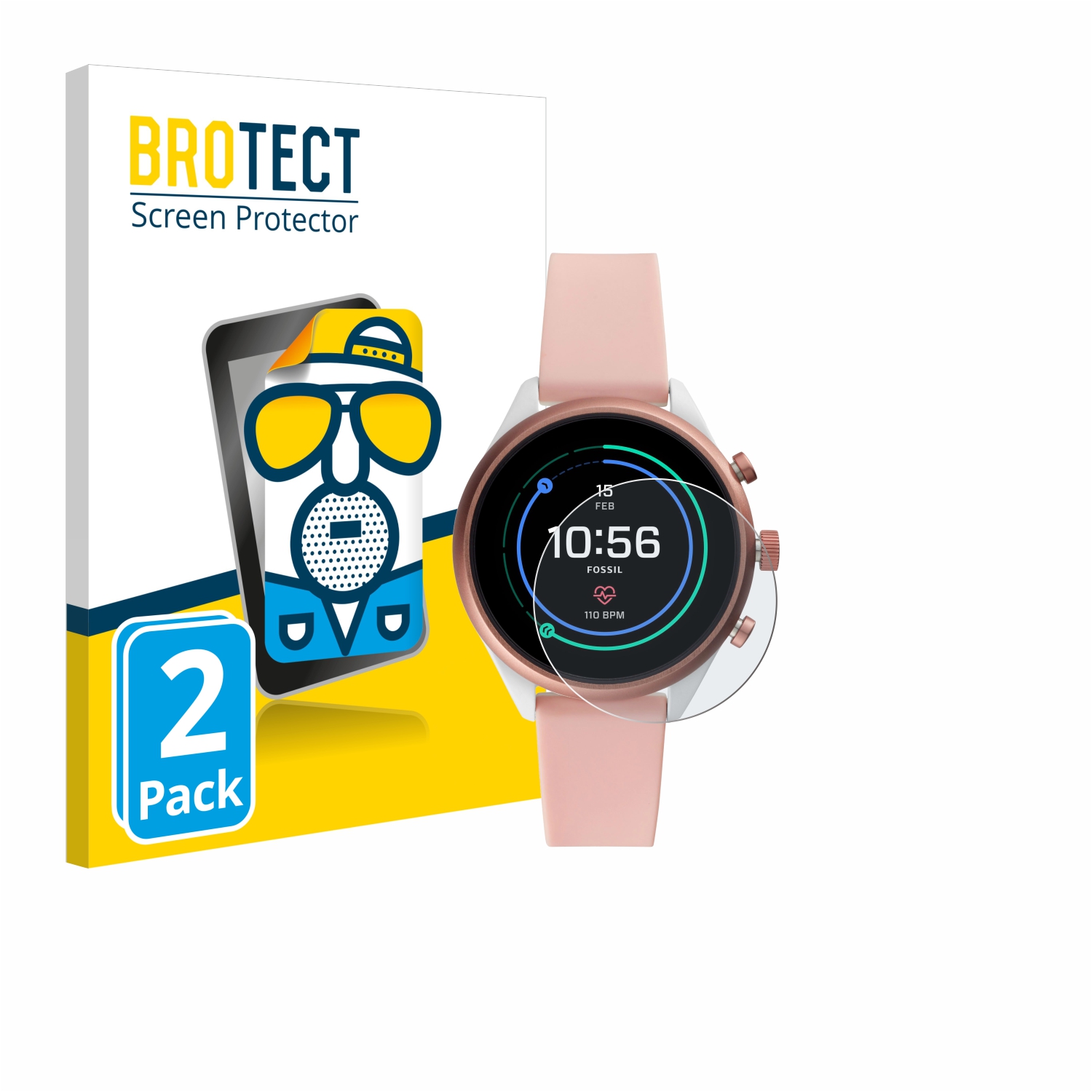 2x BROTECT Entspiegelungs-Folie pro Fossil Sport (41 mm)