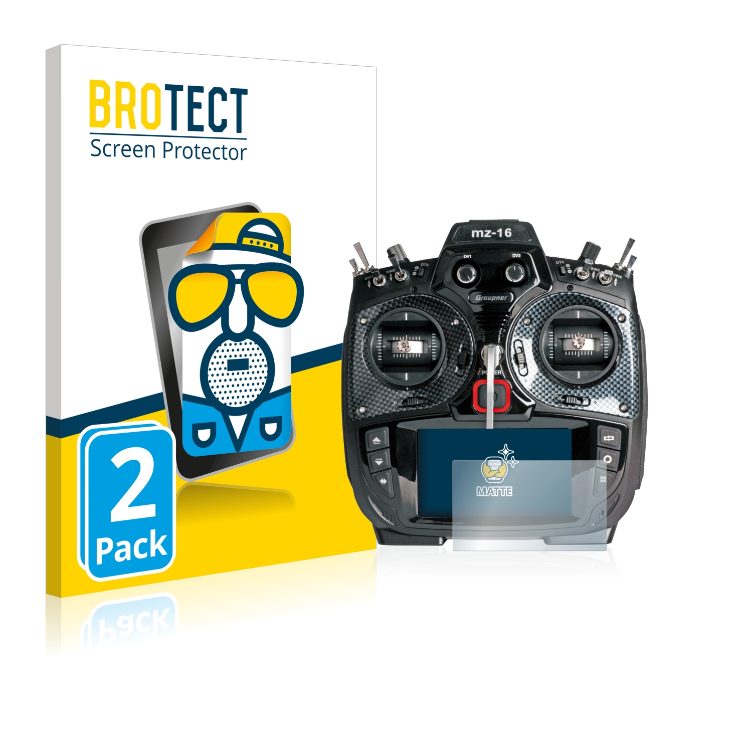 2x BROTECT Entspiegelungs-Folie pro Graupner mz-16 HoTT (3. Gen.)