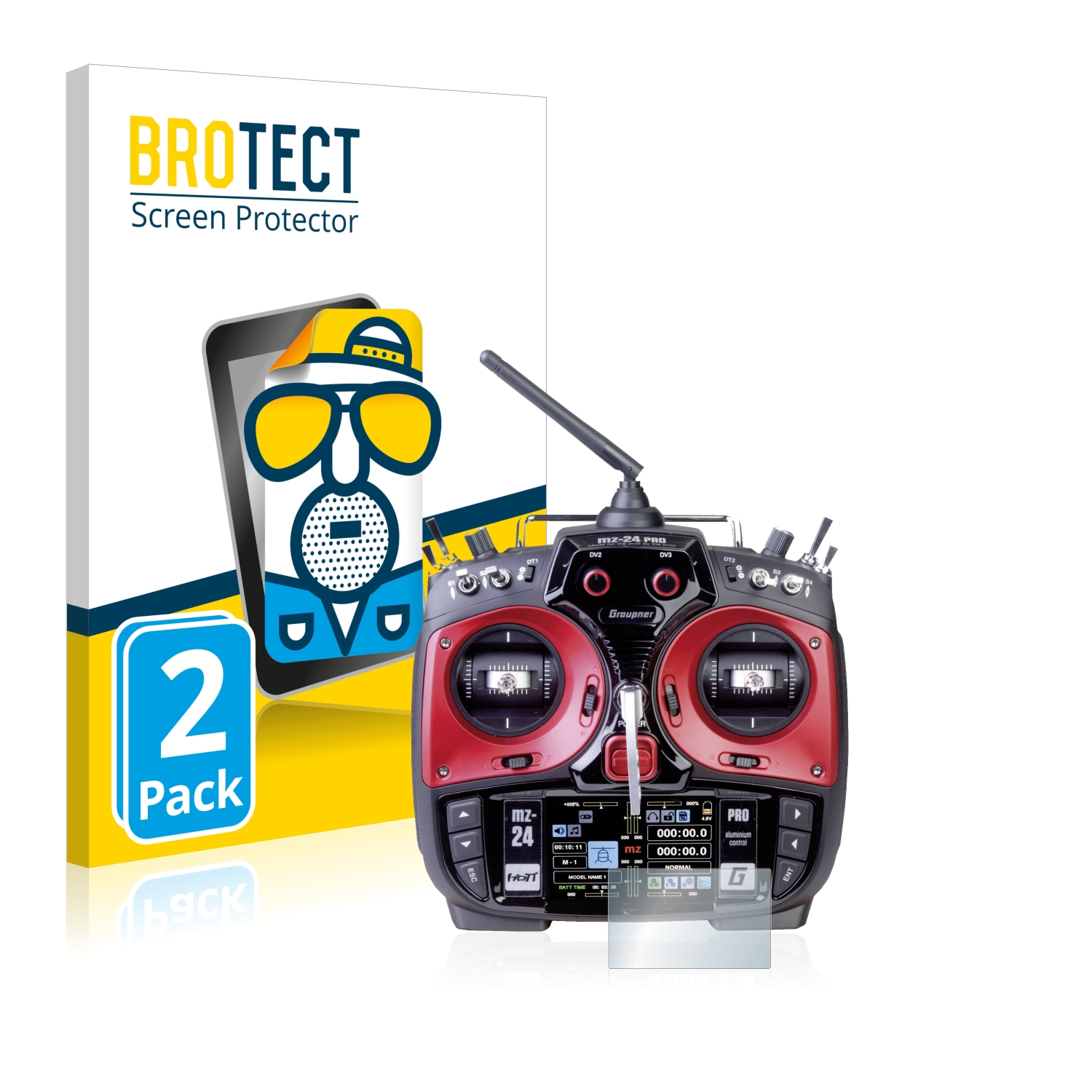 2x BROTECT Entspiegelungs-Folie pro Graupner mz-24 Pro