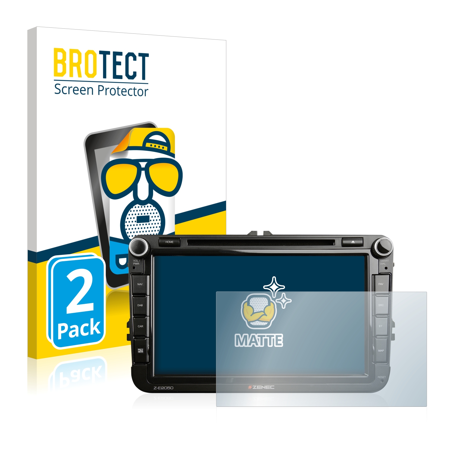 2x BROTECT Entspiegelungs-Folie pro Zenec Z-E2050
