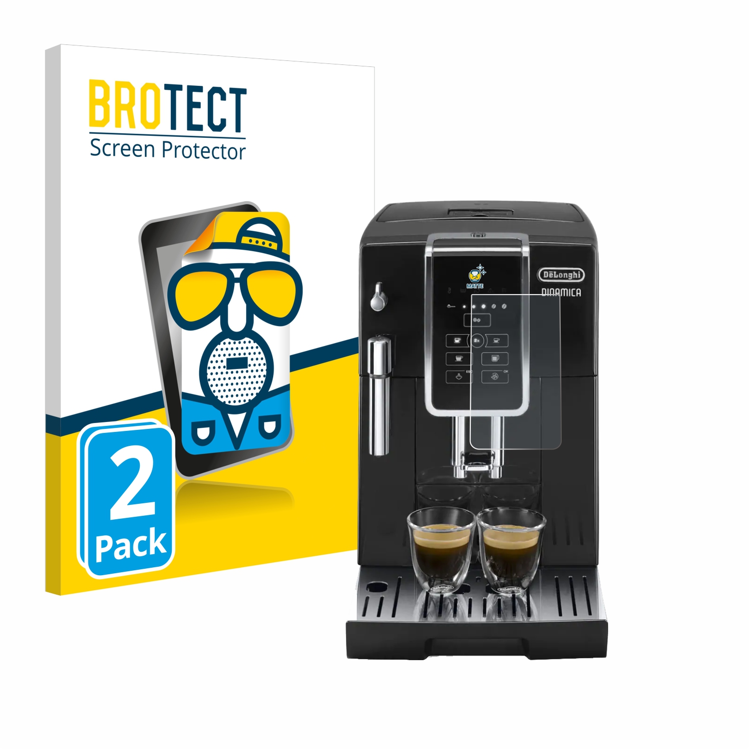 2x BROTECT Entspiegelungs-Folie pro DeLonghi Dinamica ECAM350.15.B