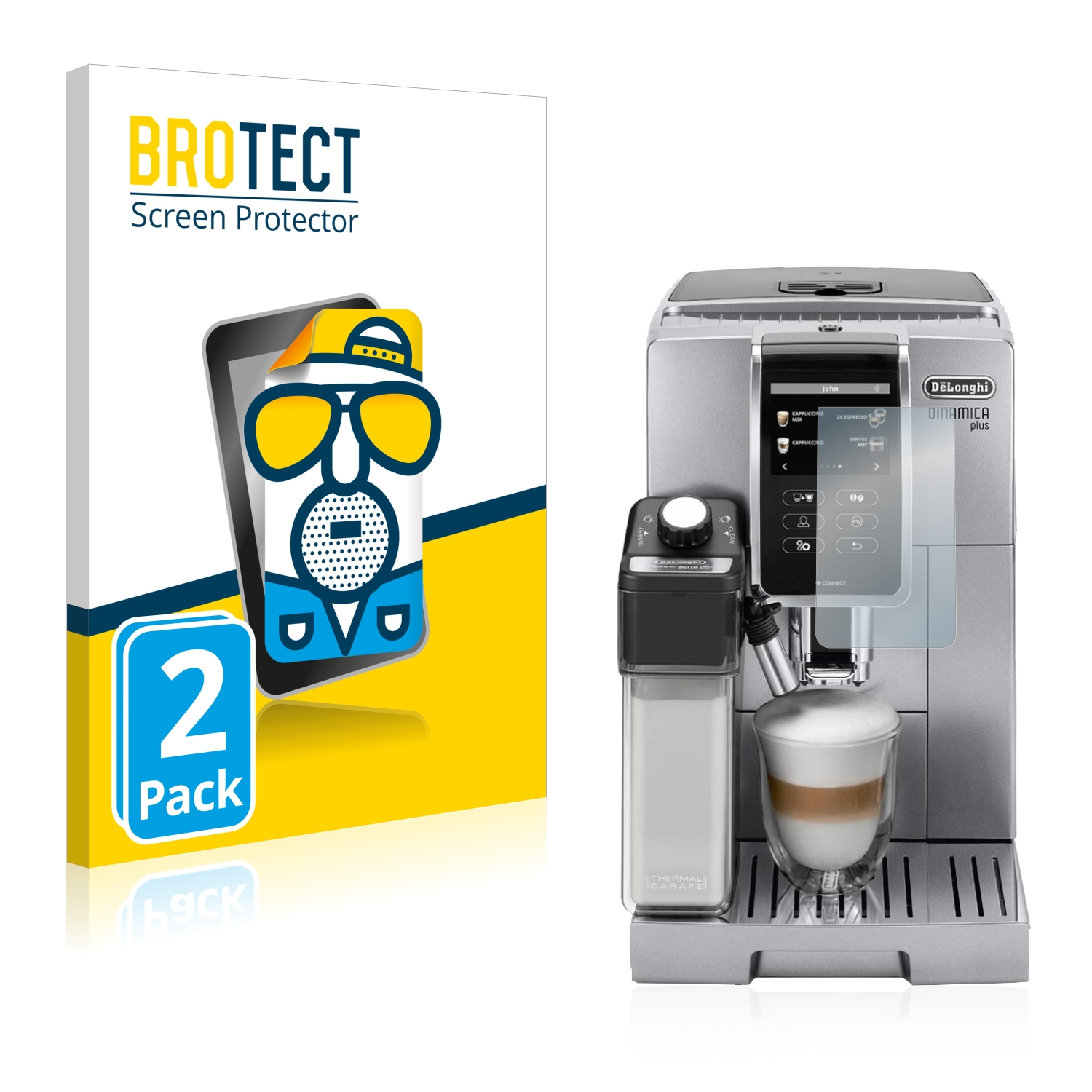 2x BROTECT Entspiegelungs-Folie pro DeLonghi Dinamica Plus ECAM370.95.S
